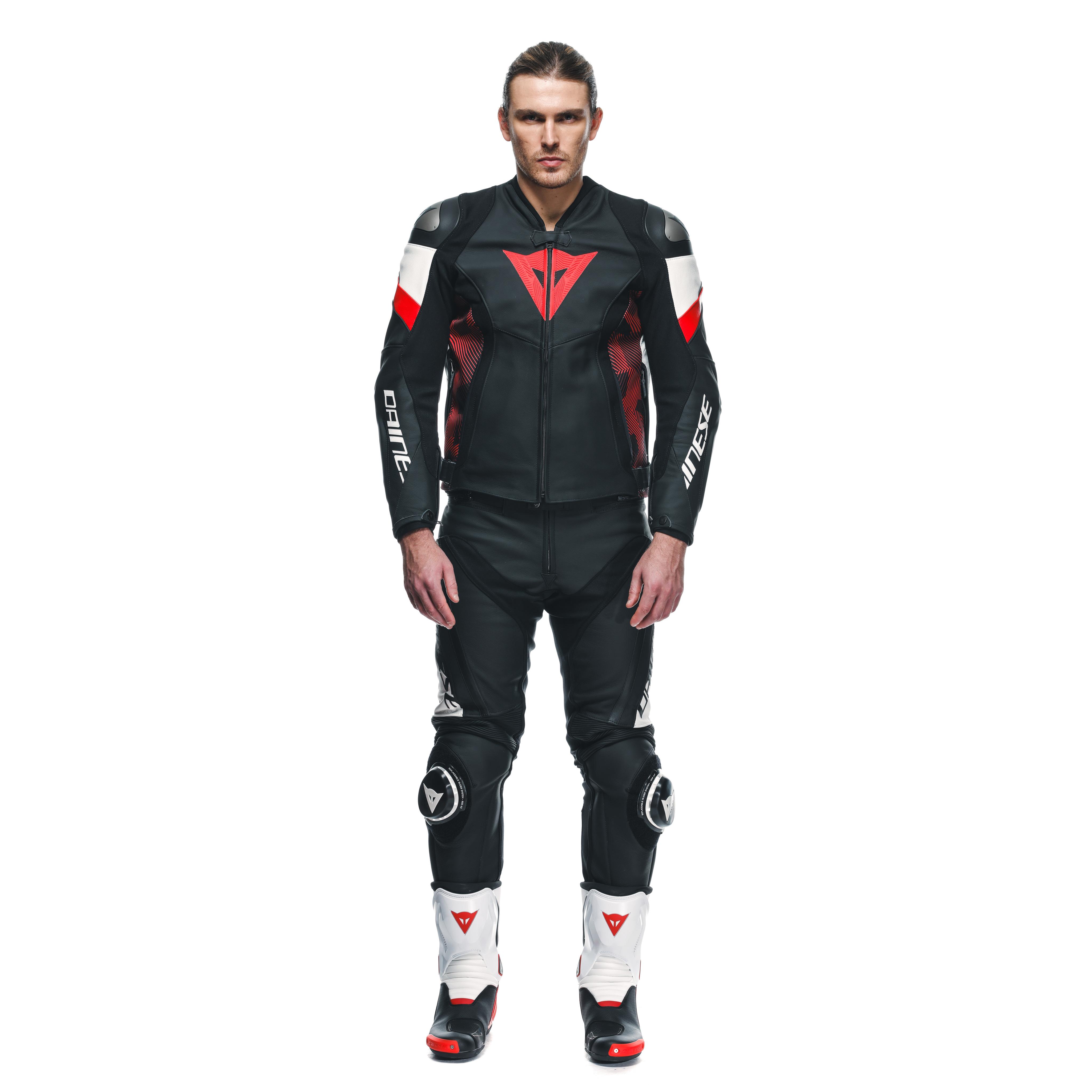 AVRO 5 - MEN'S MOTORCYCLE LEATHER JACKET - BLACK/RED-LAVA/WHITE - 3