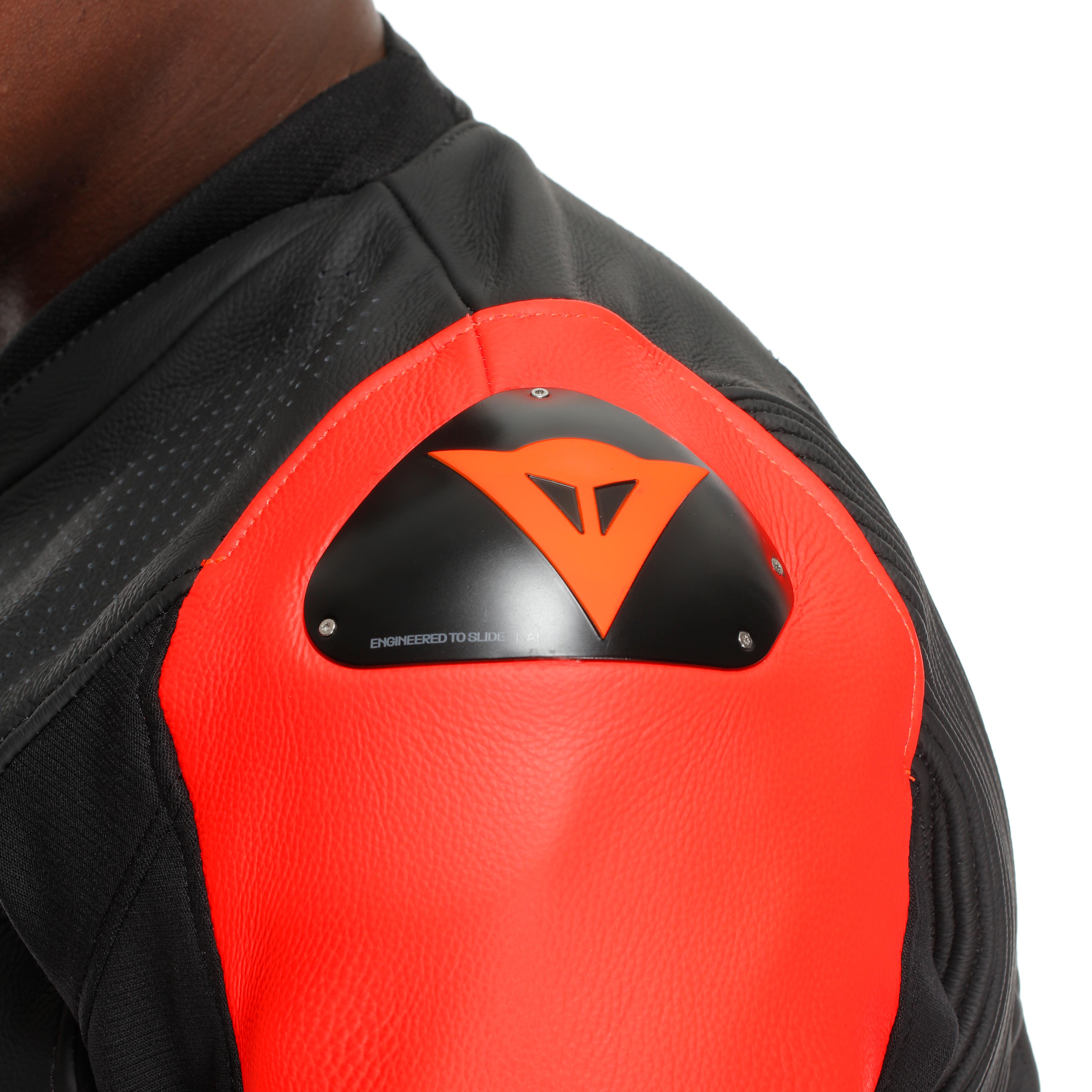 RACING 5 - CHAQUETA MOTO DE CUERO PERFORADA HOMBRE - BLACK/BLACK/RED-FLUO - 9