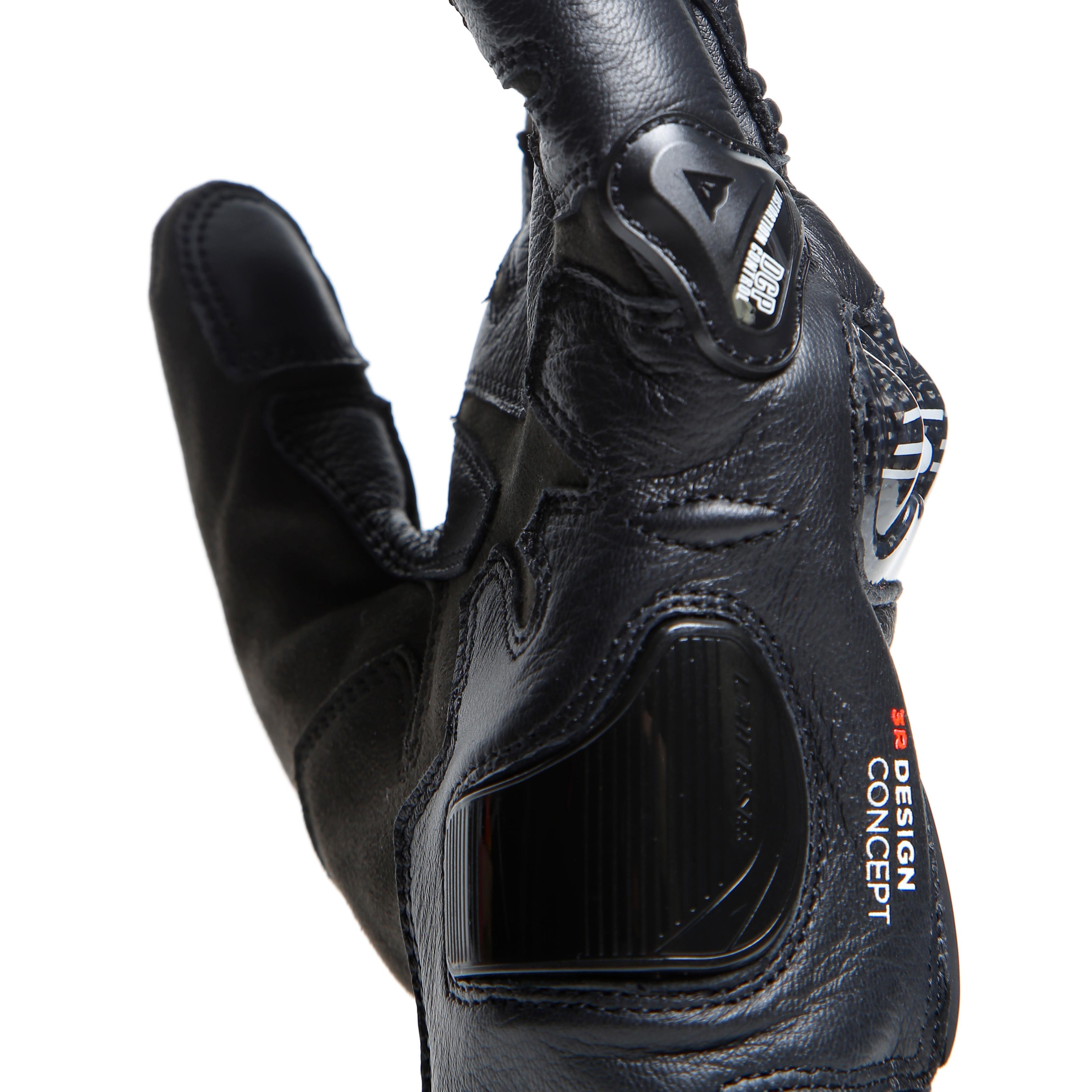 CARBON 4 - MEN'S MOTORCYCLE SHORT LEATHER GLOVES | BLACK/FLUO-RED