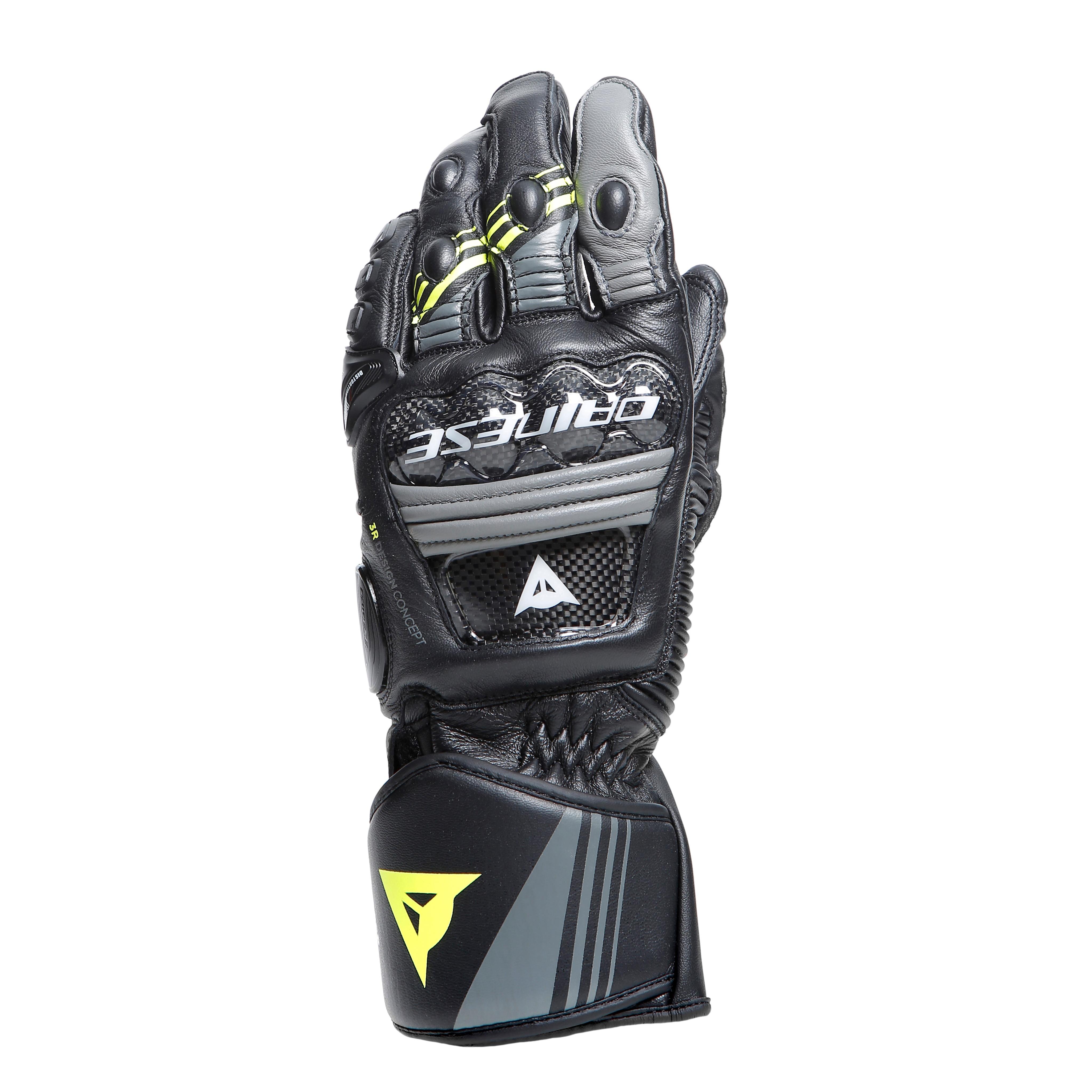 DRUID 4 - MEN'S MOTORCYCLE LEATHER GLOVES - BLACK/CHARCOAL-GRAY/FLUO-YELLOW - 1