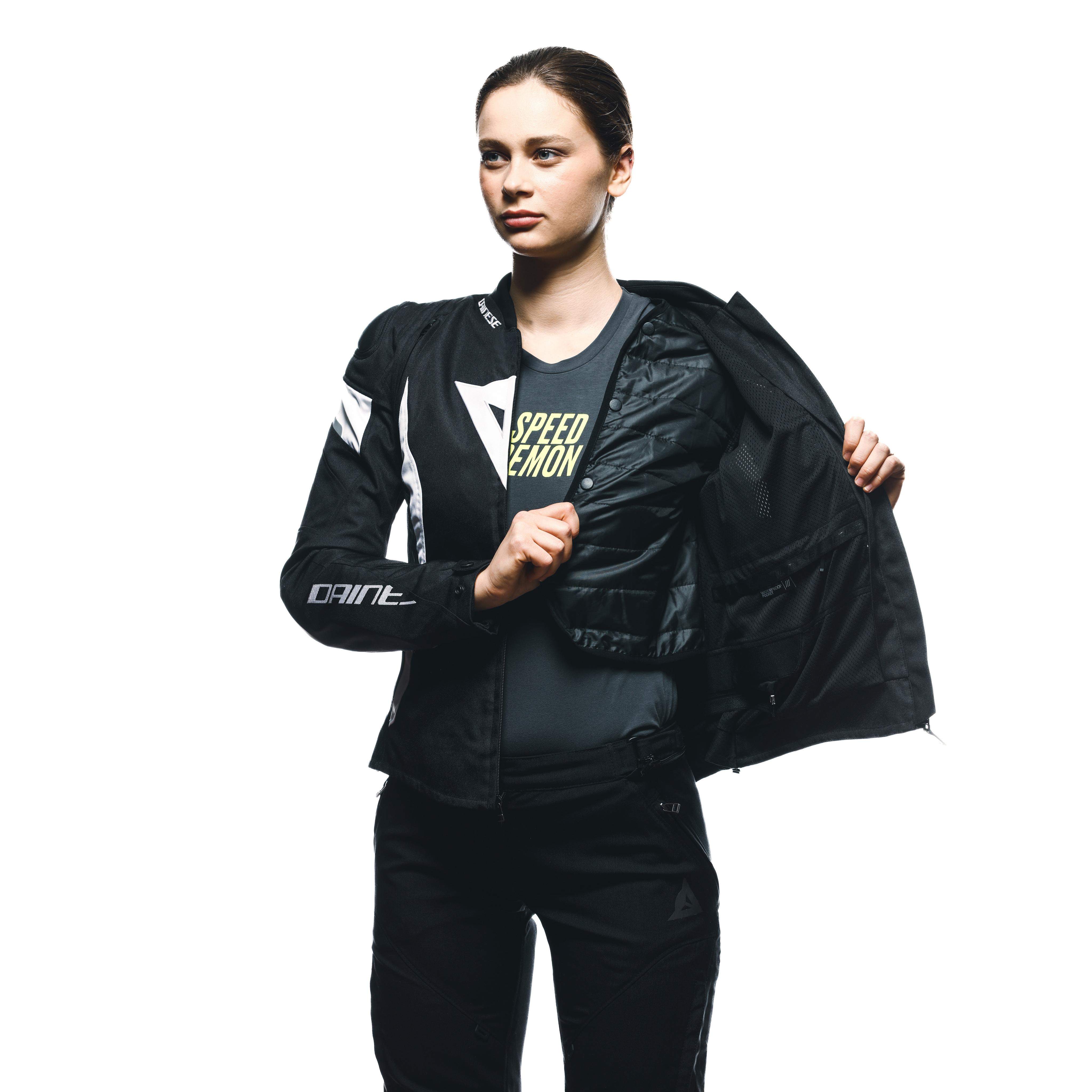 AVRO 5 - CHAQUETA DE MOTO DE TELA PARA MUJER - BLACK/WHITE/BLACK - 16