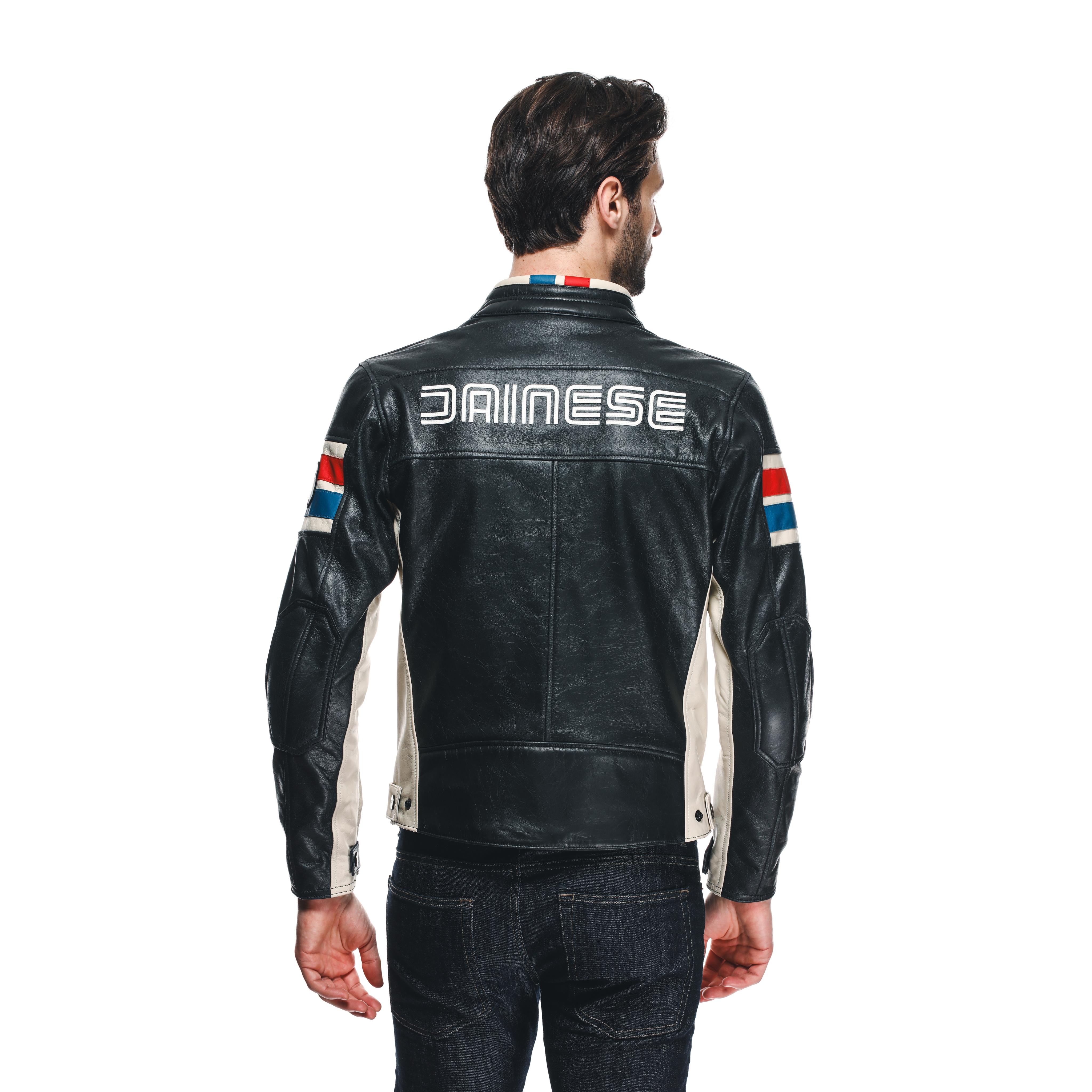 HF D1 - MEN'S MOTORCYCLE LEATHER JACKET | BLACK/RED/BLUE | Dainese