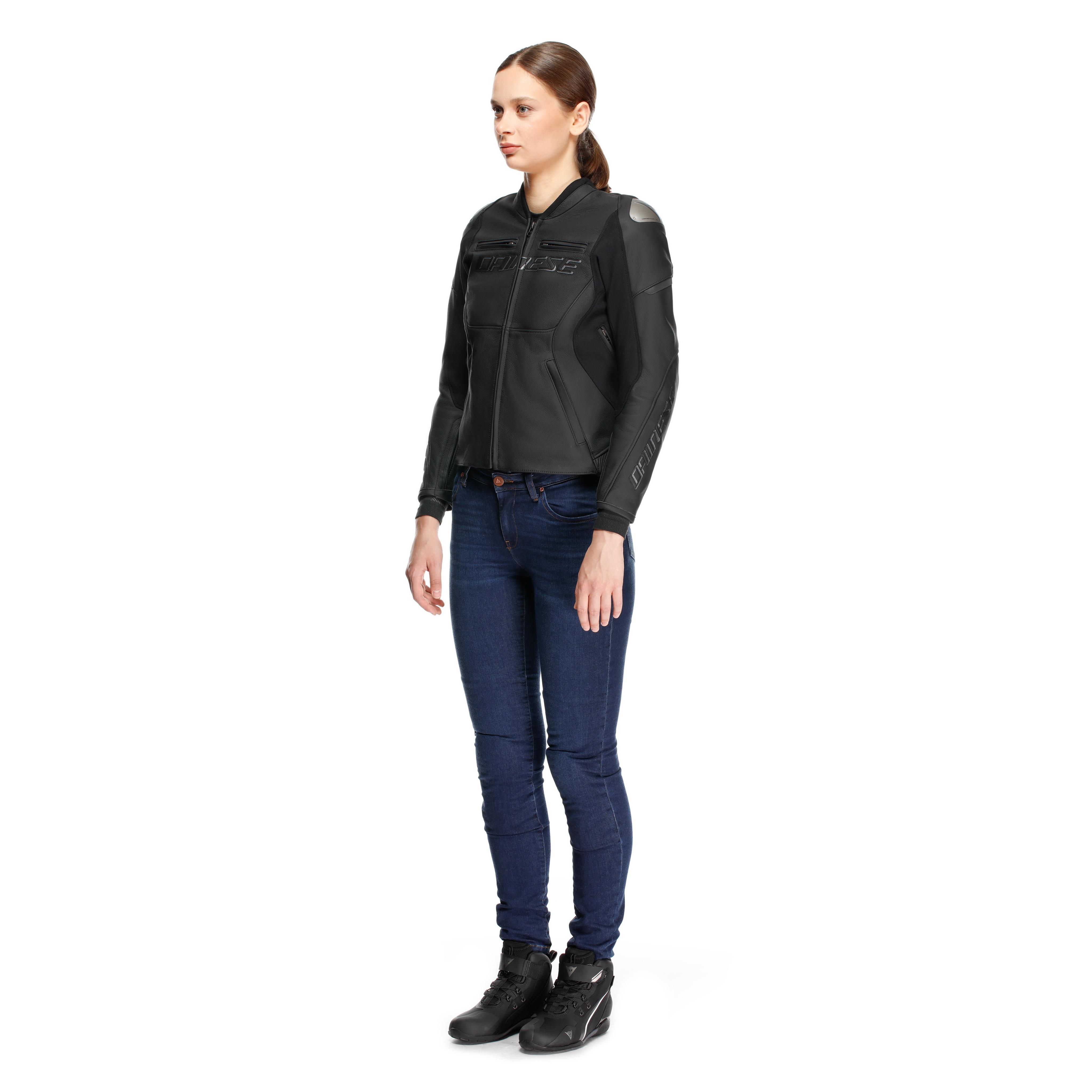RACING 5 - GIACCA MOTO IN PELLE DONNA - BLACK/BLACK - 16