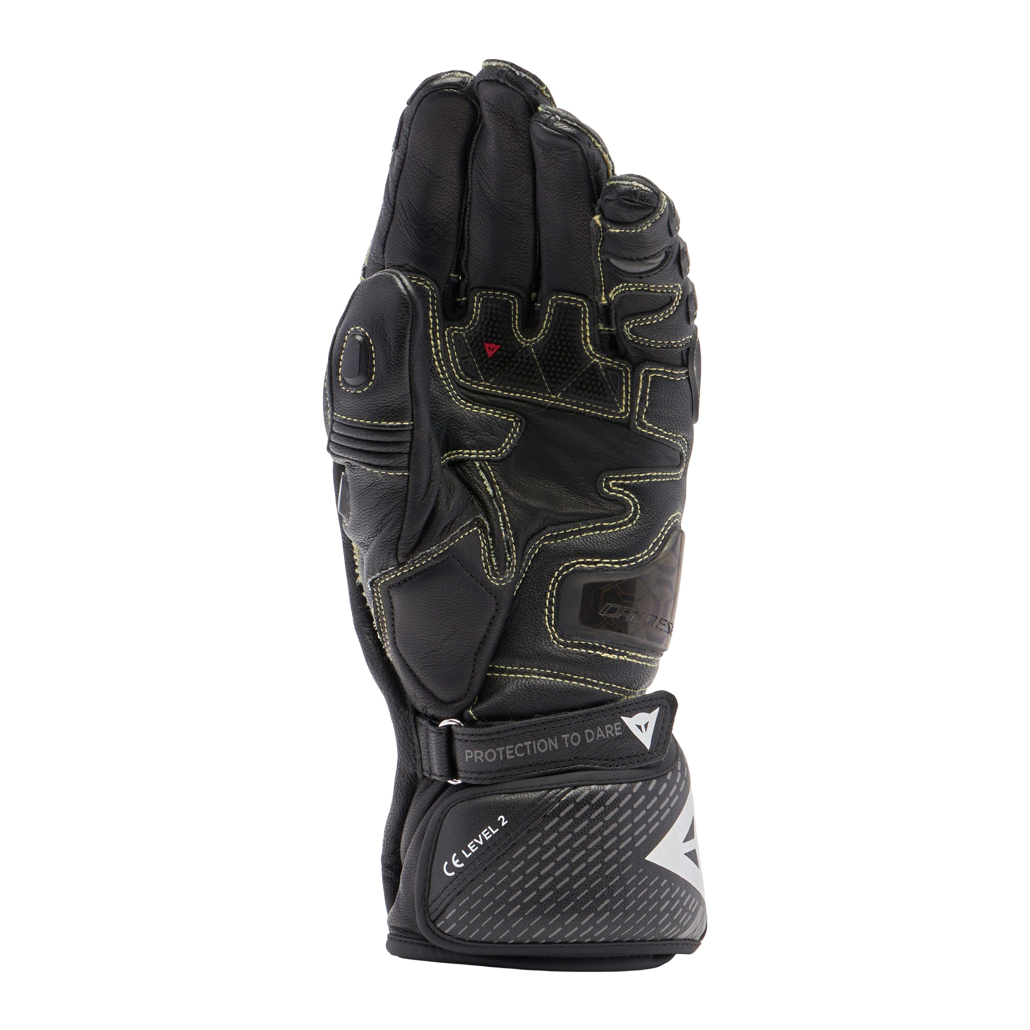 FULL METAL 7 - MEN'S MOTORCYCLE RACING LEATHER GLOVES - BLACK/BLACK - 3