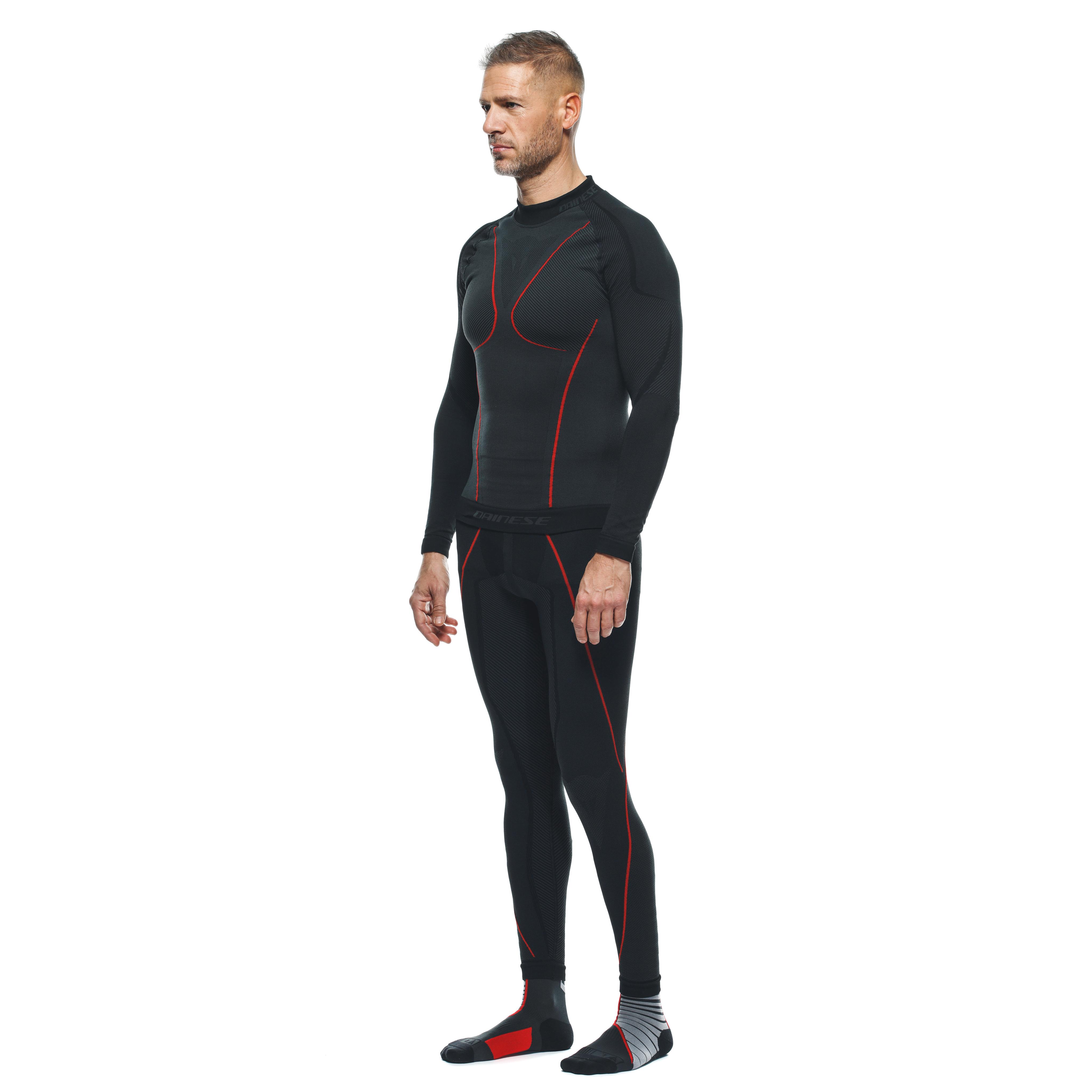 THERMAL MOTORCYCLE LONG SLEEVE SHIRT MEN - MID LAYER WINTER - BLACK/RED - 4