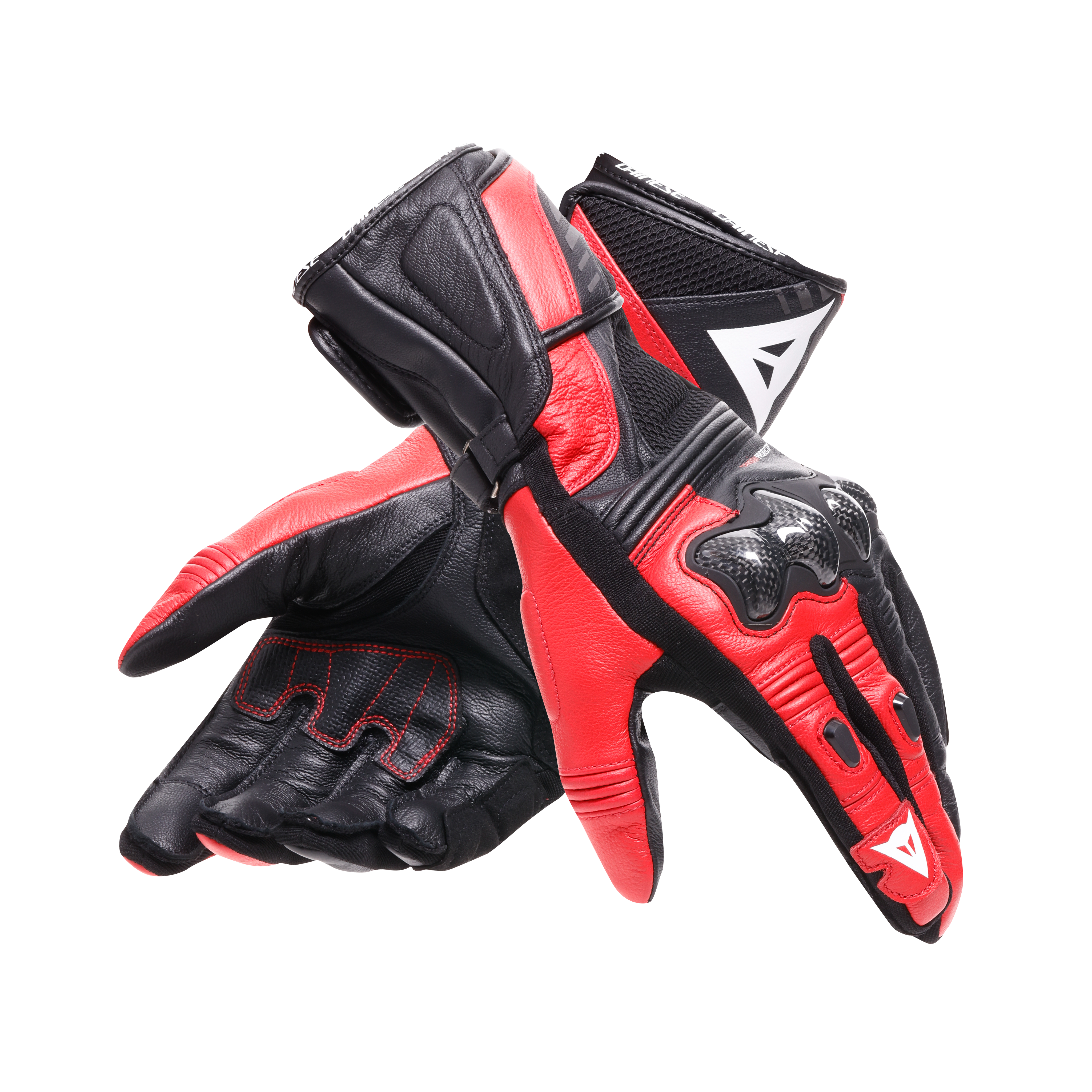 REACTO CARBON LONG - MOTORCYCLE GLOVES IN LEATHER MEN - BLACK/RED-LAVA - 5