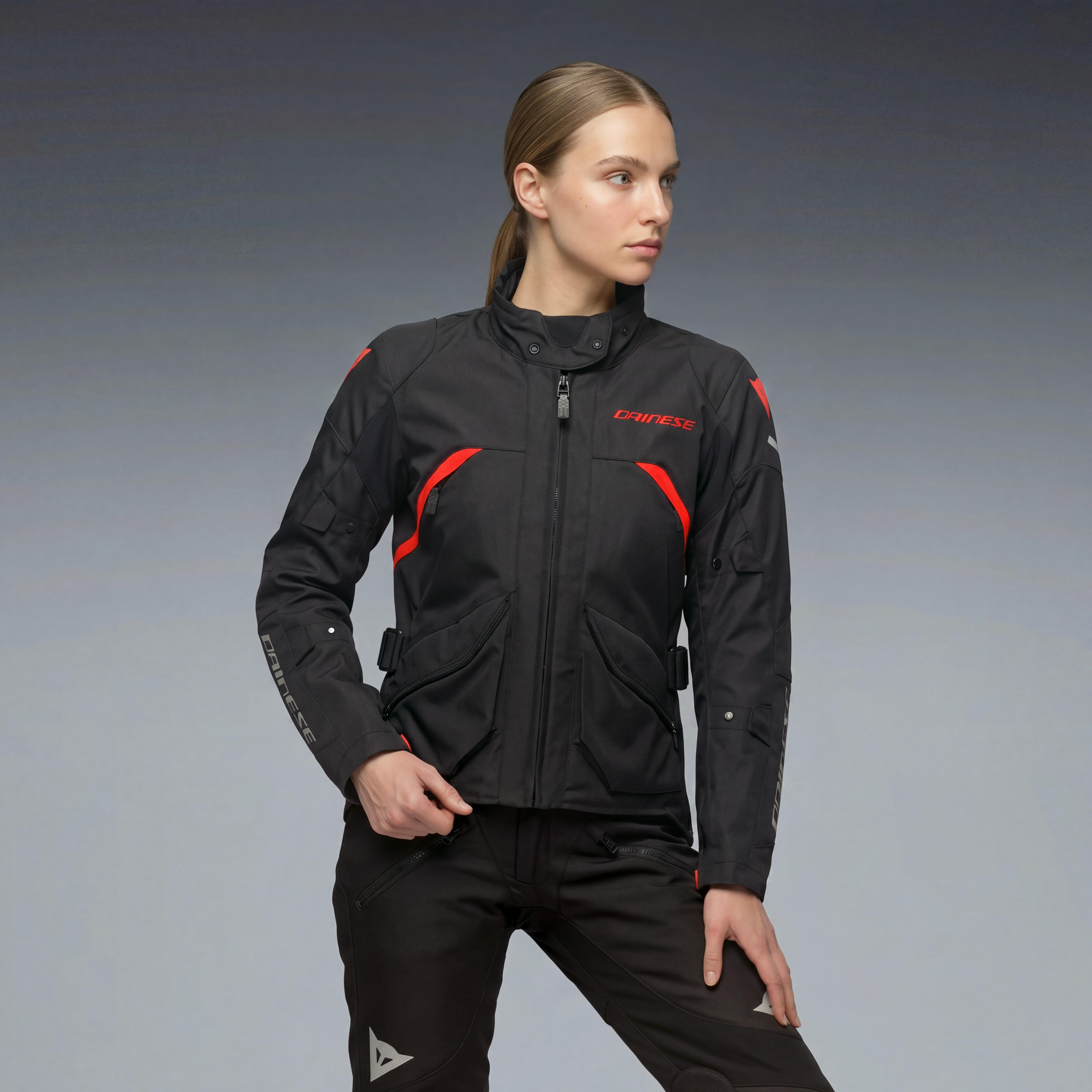 TEMPEST 4 D-DRY - MOTORCYCLE JACKET WATERPROOF WOMEN - BLACK/BLACK/RED - 3