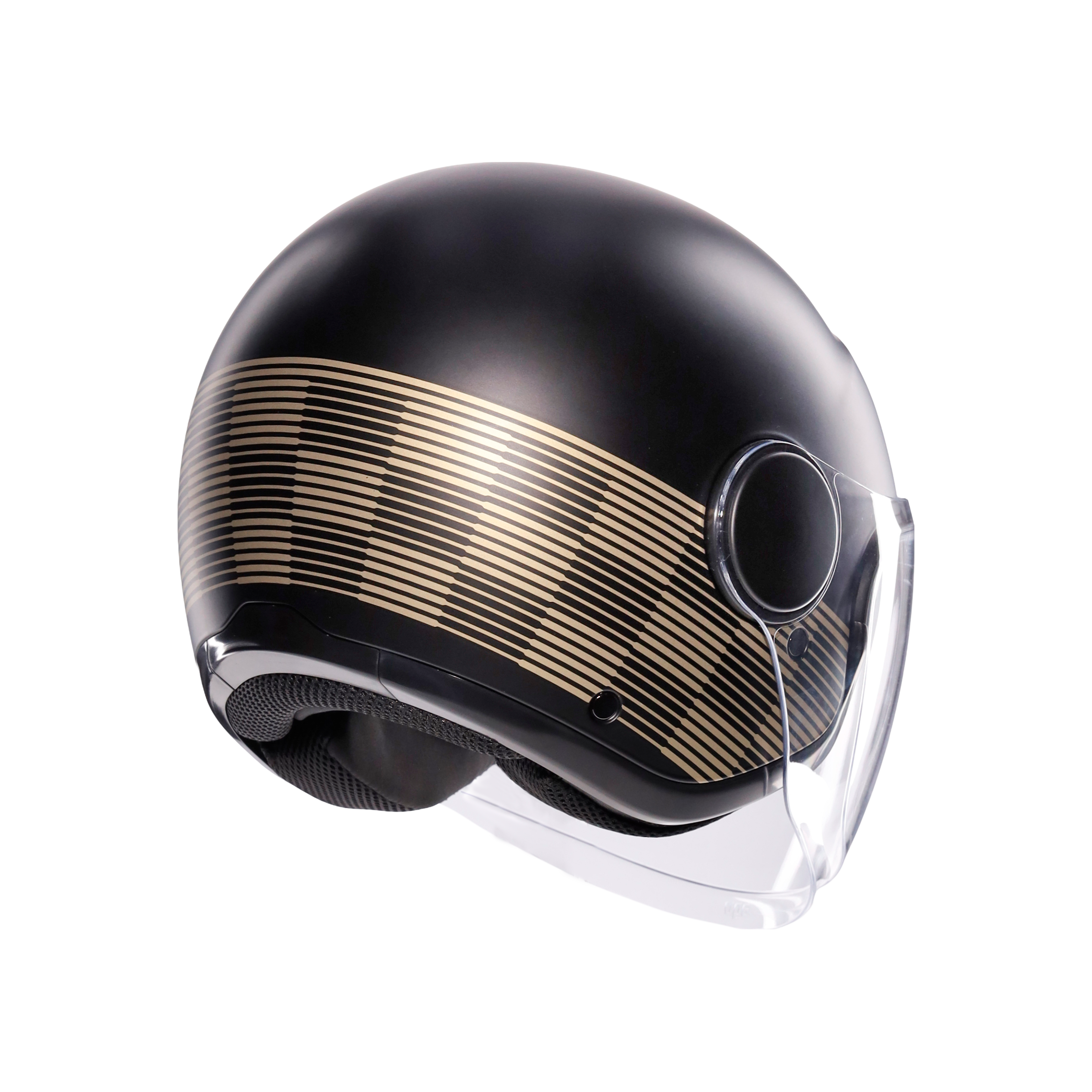ETERES PONZA MATT BLACK/GOLD - MOTORBIKE OPEN FACE HELMET E2206 -  - 6