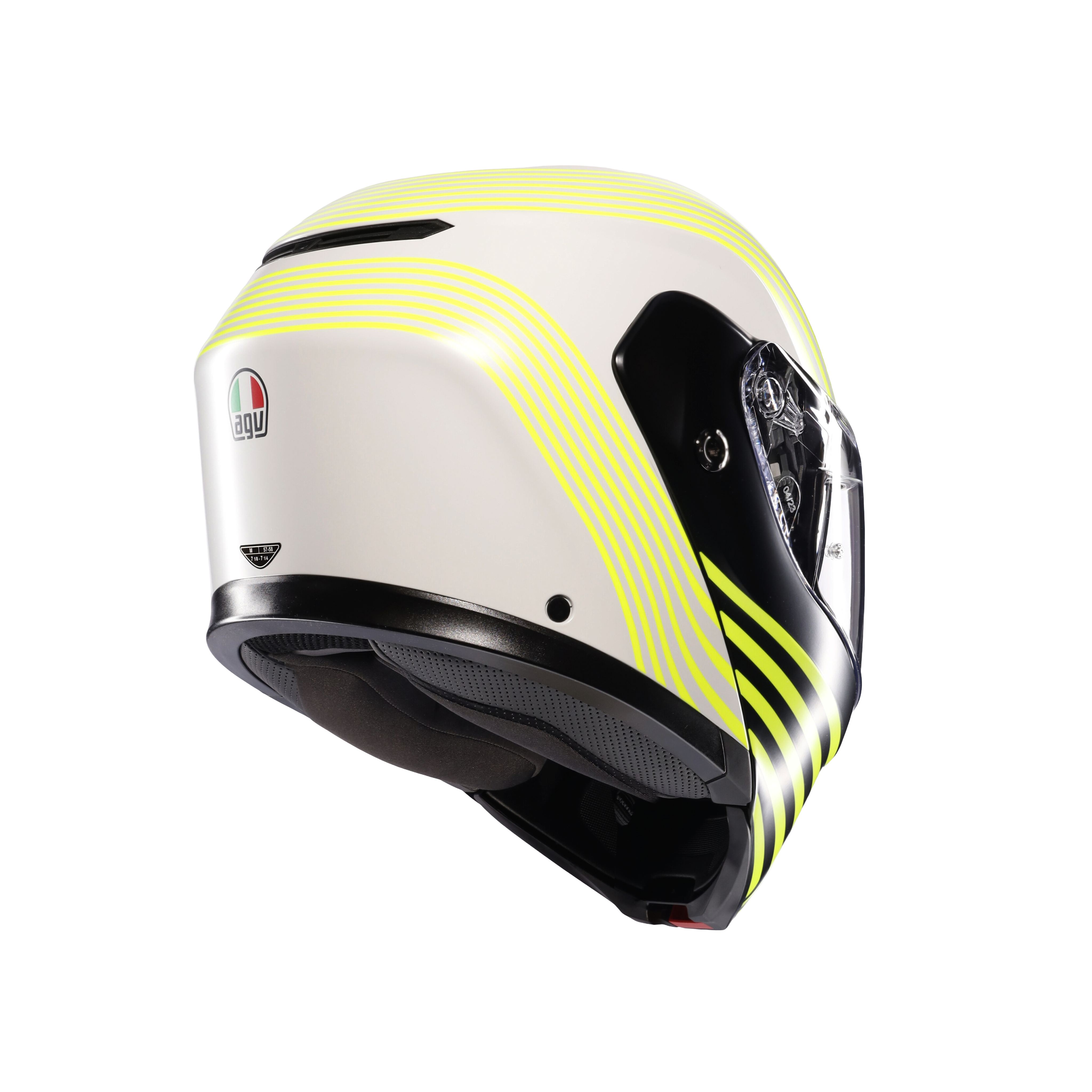 STREETMODULAR ISEO MATT WHITE/BLACK/YEL FLUO - MOTORBIKE FLIP UP HELMET DOT(E2206) -  - 4