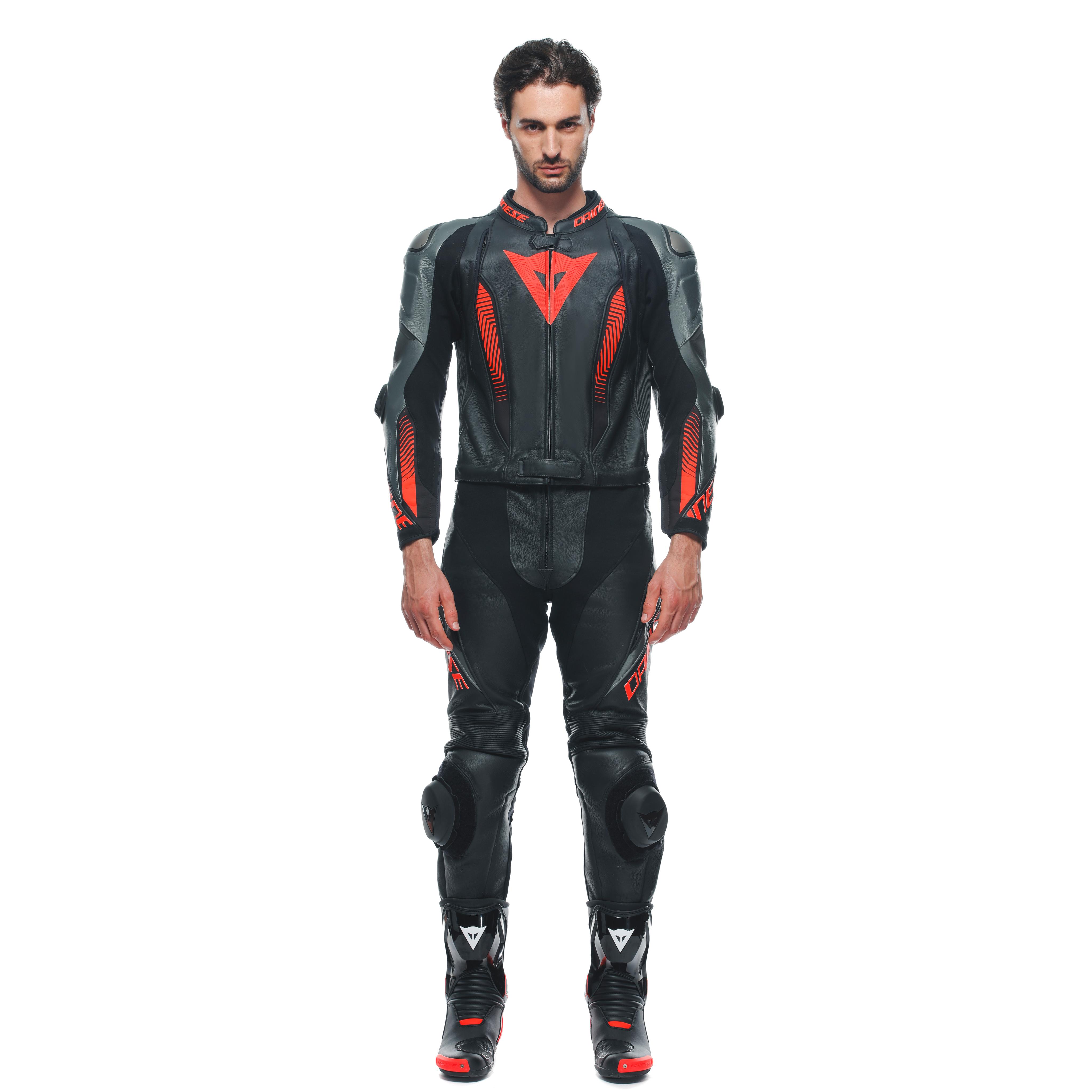 LAGUNA SECA 5 2PCS LEATHER SUIT - BLACK/ANTHRACITE/RED-FLUO - 3