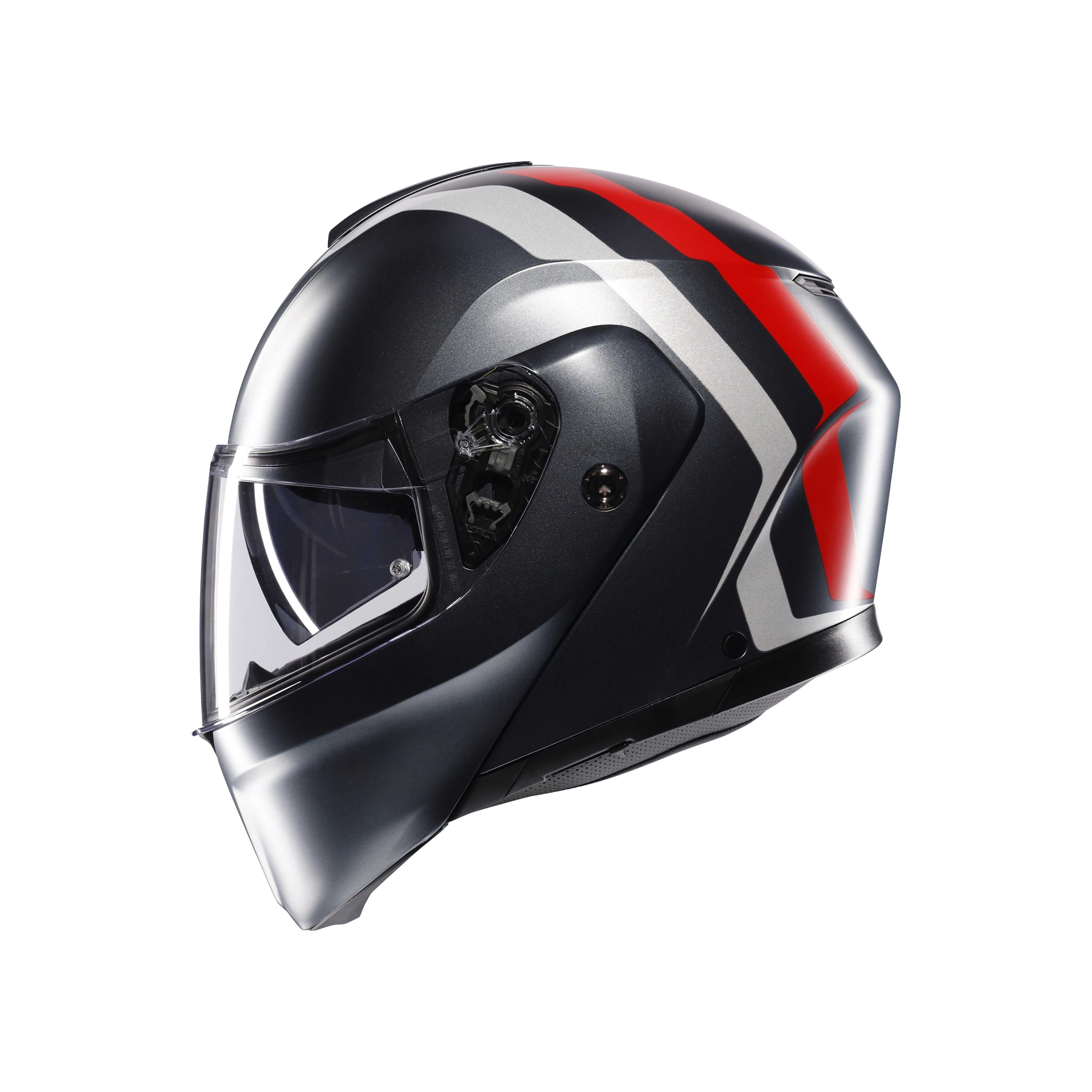 STREETMODULAR RESIA MATT GREY/SILVER/RED - MOTORBIKE FLIP UP HELMET DOT(E2206) -  - 4