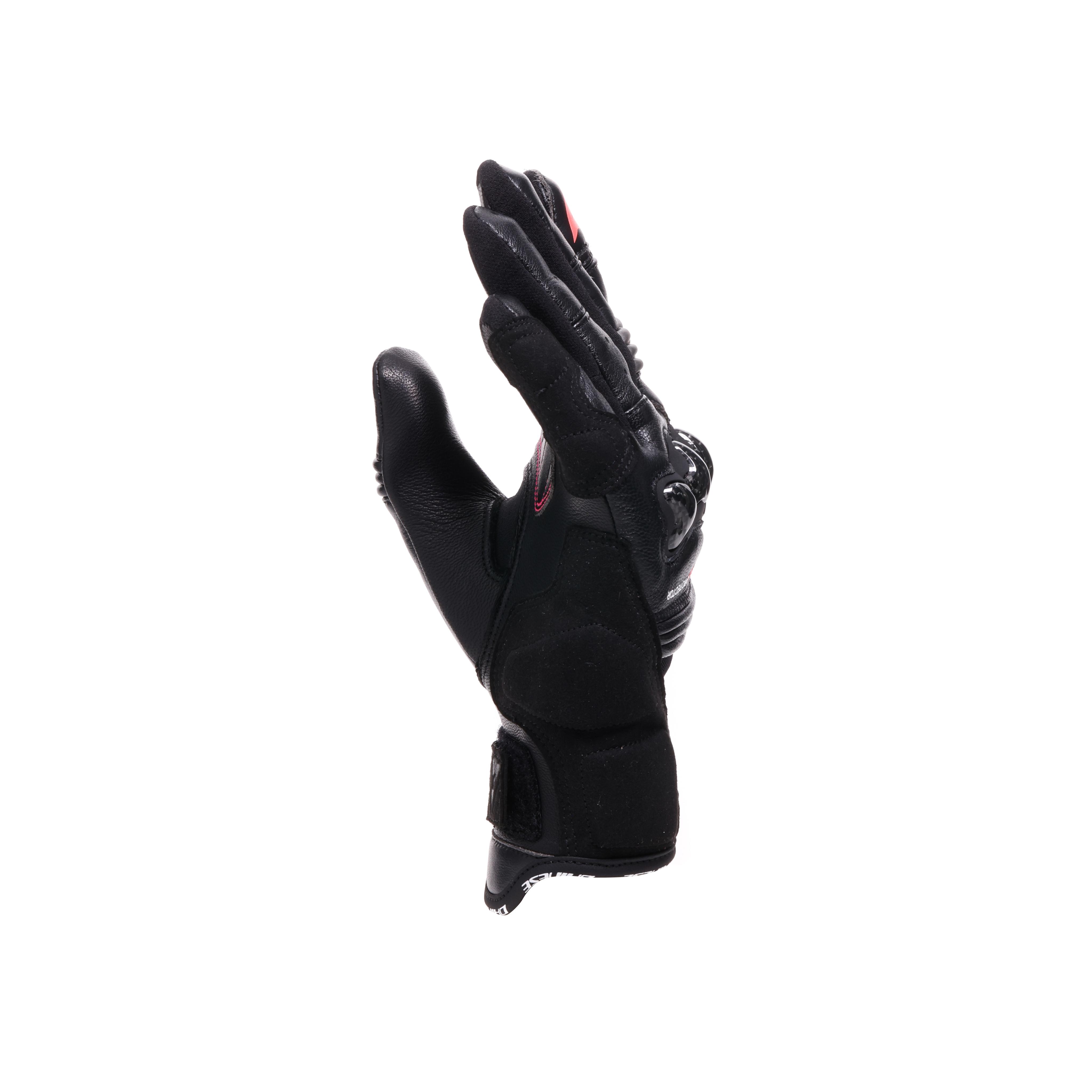 REACTO CARBON SHORT - GANTS MOTO COURTS EN CUIR FEMME - BLACK/FLUO PINK - 4