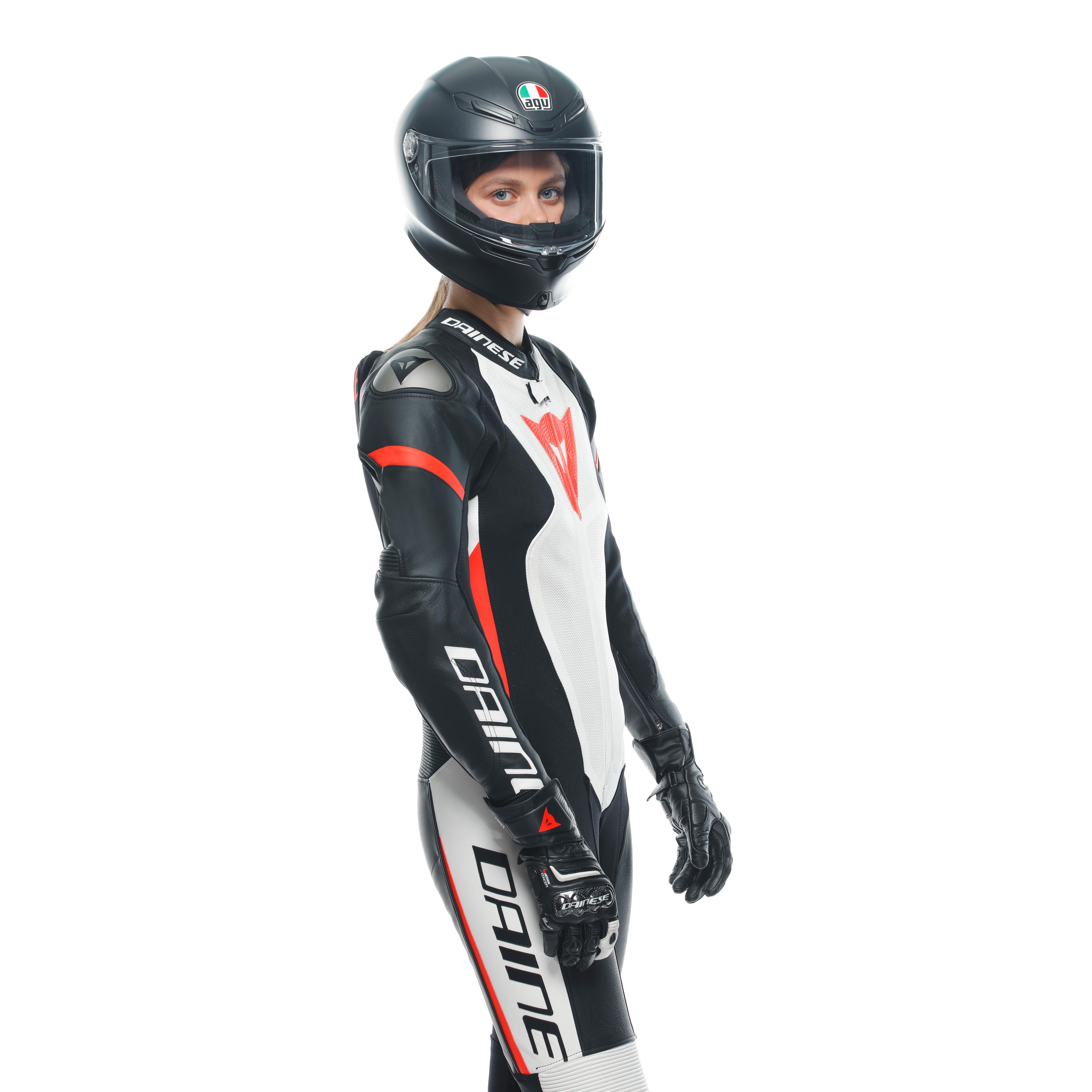GROBNIK LADY LEATHER 1PC SUIT PERF - BLACK/WHITE/RED-FLUO - 5