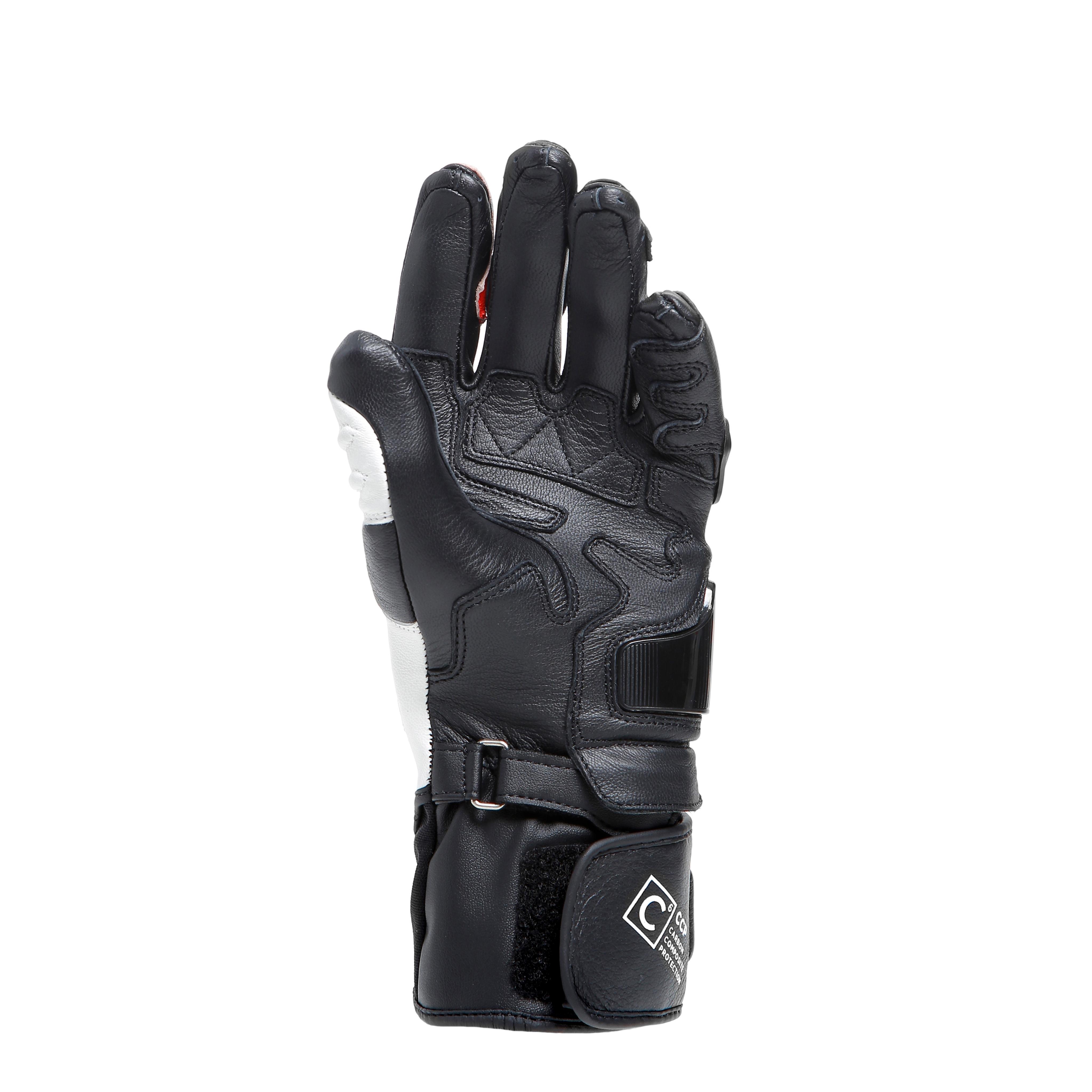 CARBON 4 - WOMEN'S MOTORCYCLE LONG LEATHER GLOVES - BLACK/WHITE/FLUO-RED - 3