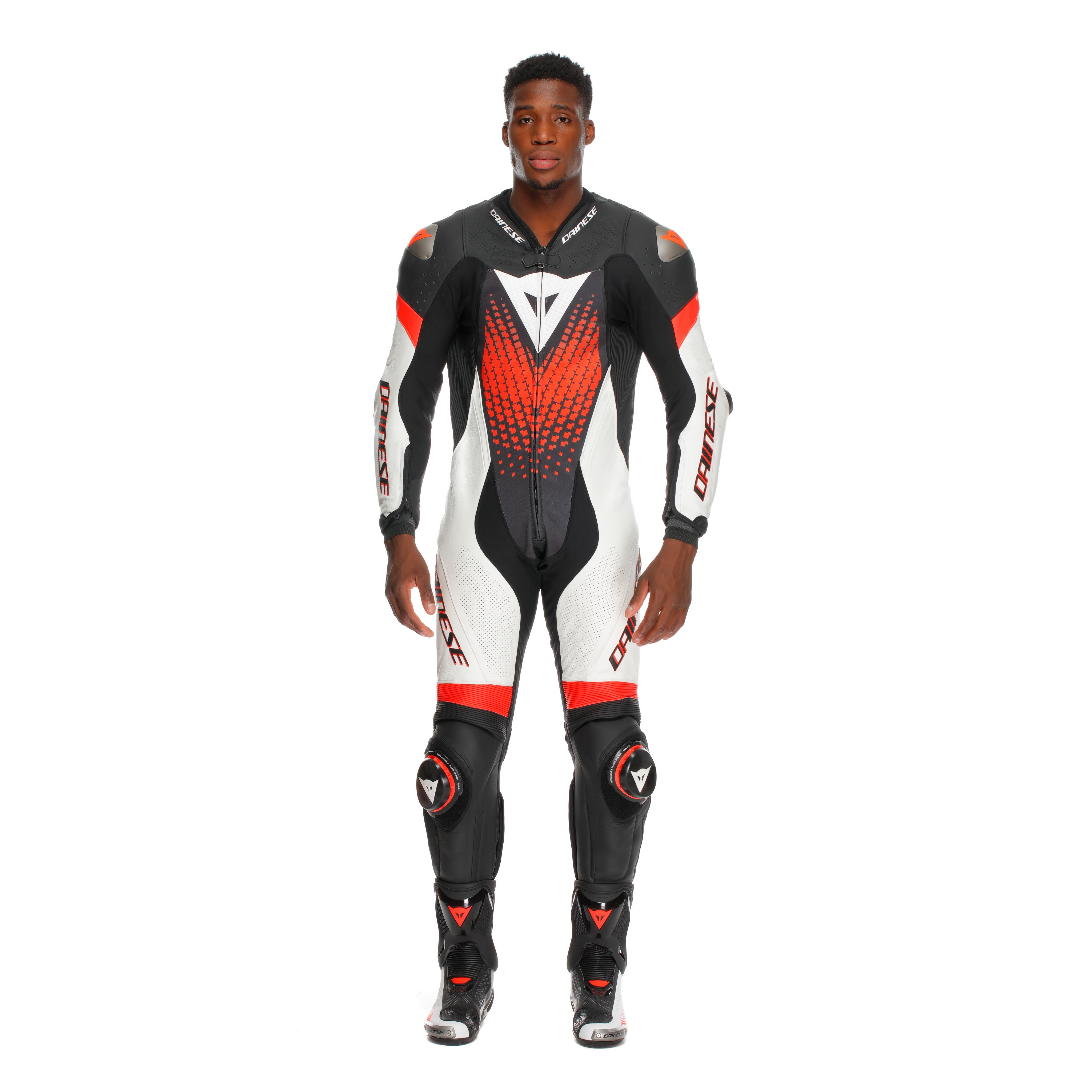 LAGUNA SECA 6 - PERFORATED ONE-PIECE LEATHER RACING SUIT - BLACK/WHITE/RED-FLUO - 3