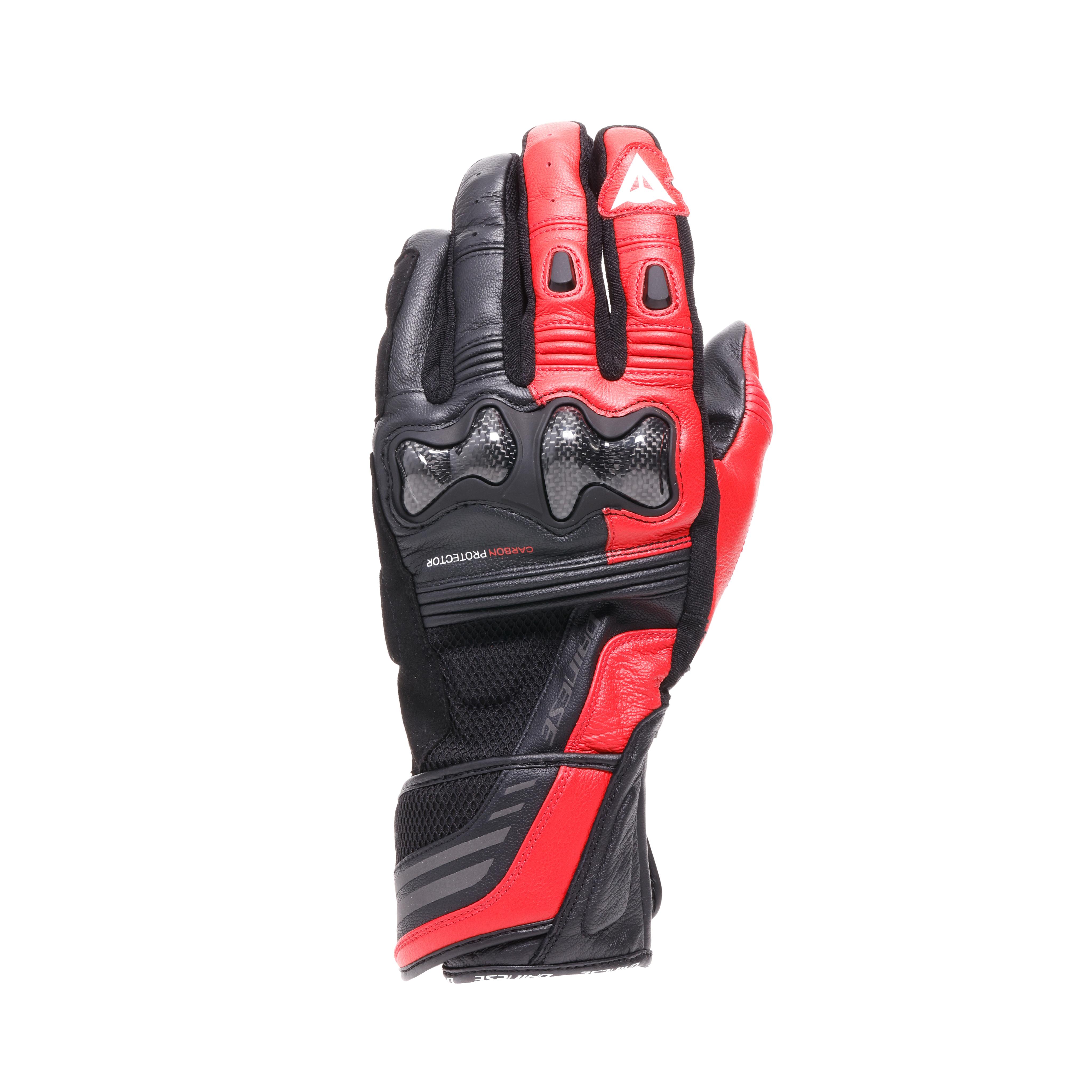 REACTO CARBON LONG - MOTORRADHANDSCHUHE AUS LEDER HERREN - BLACK/RED-LAVA - 1