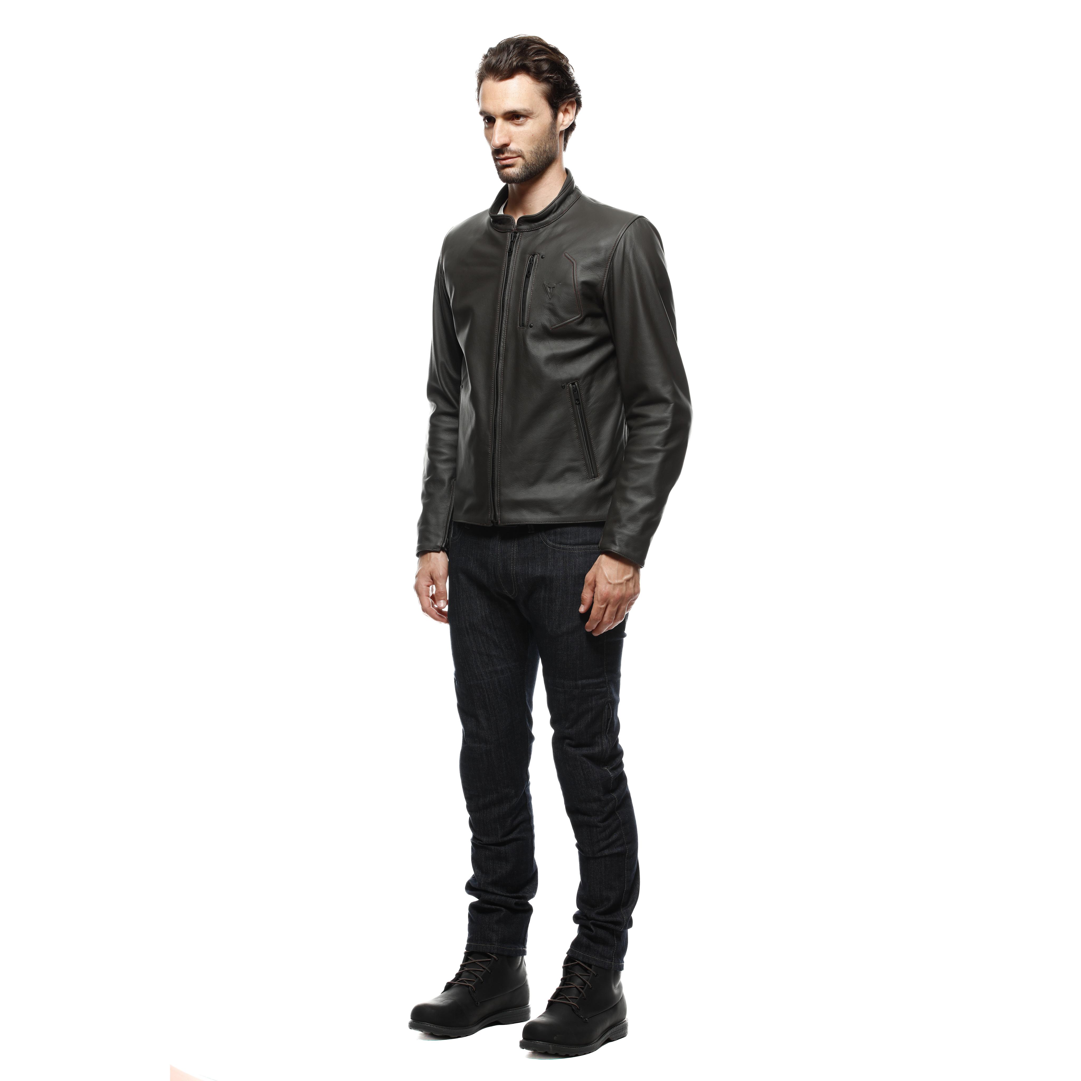 FULCRO - MEN'S MOTORCYCLE LEATHER JACKET - DARK-BROWN - 4
