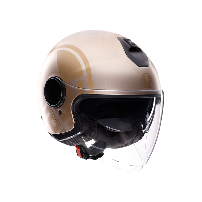 AGV - Eteres Sirolo Matt White/gold - Casque Moto Jet E2206, Unisex, Taille: Xl