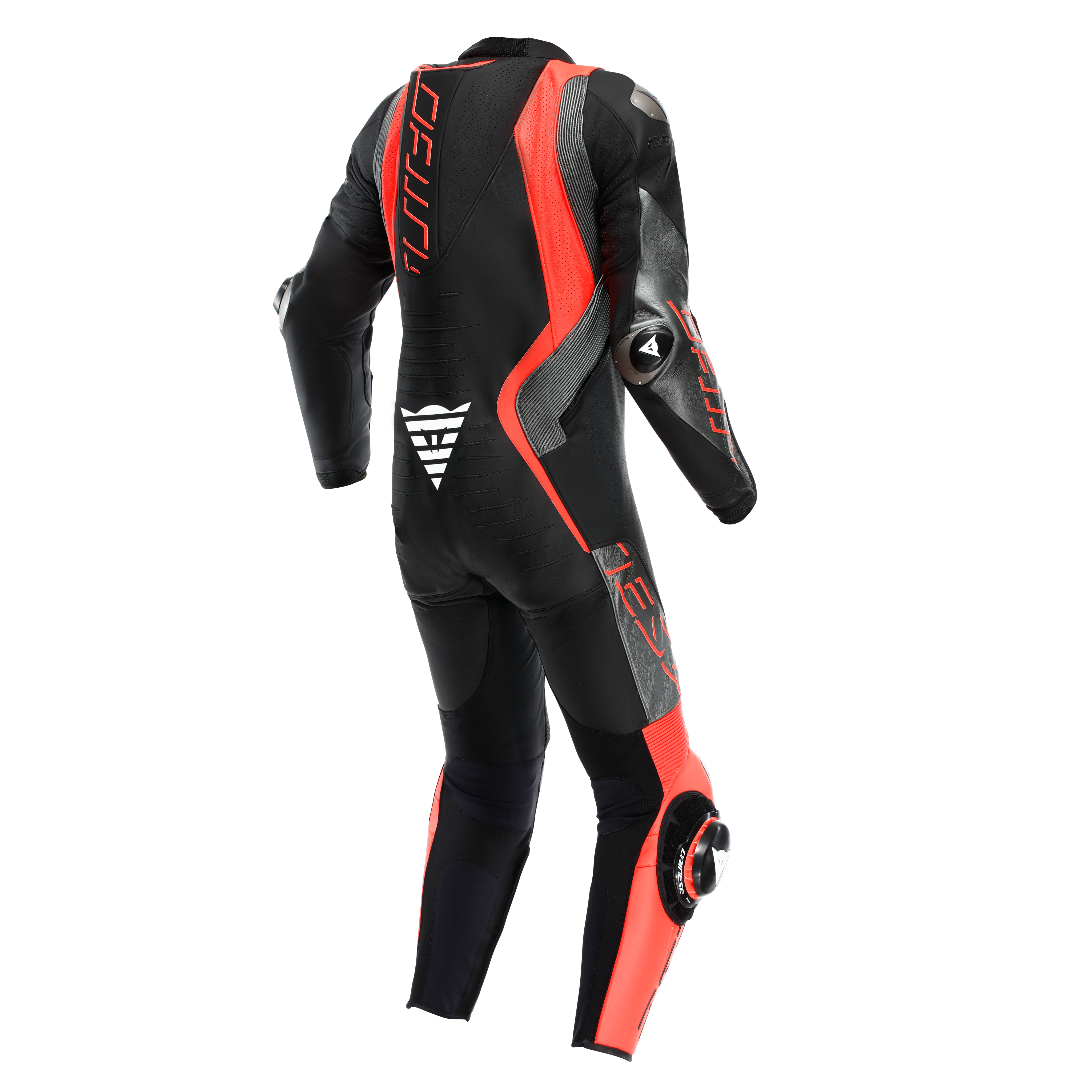 AUDAX D-ZIP - MEN'S 1-PIECE MOTORCYCLE PERFORATED LEATHER SUIT - BLACK/RED-FLUO/ANTHRACITE - 2