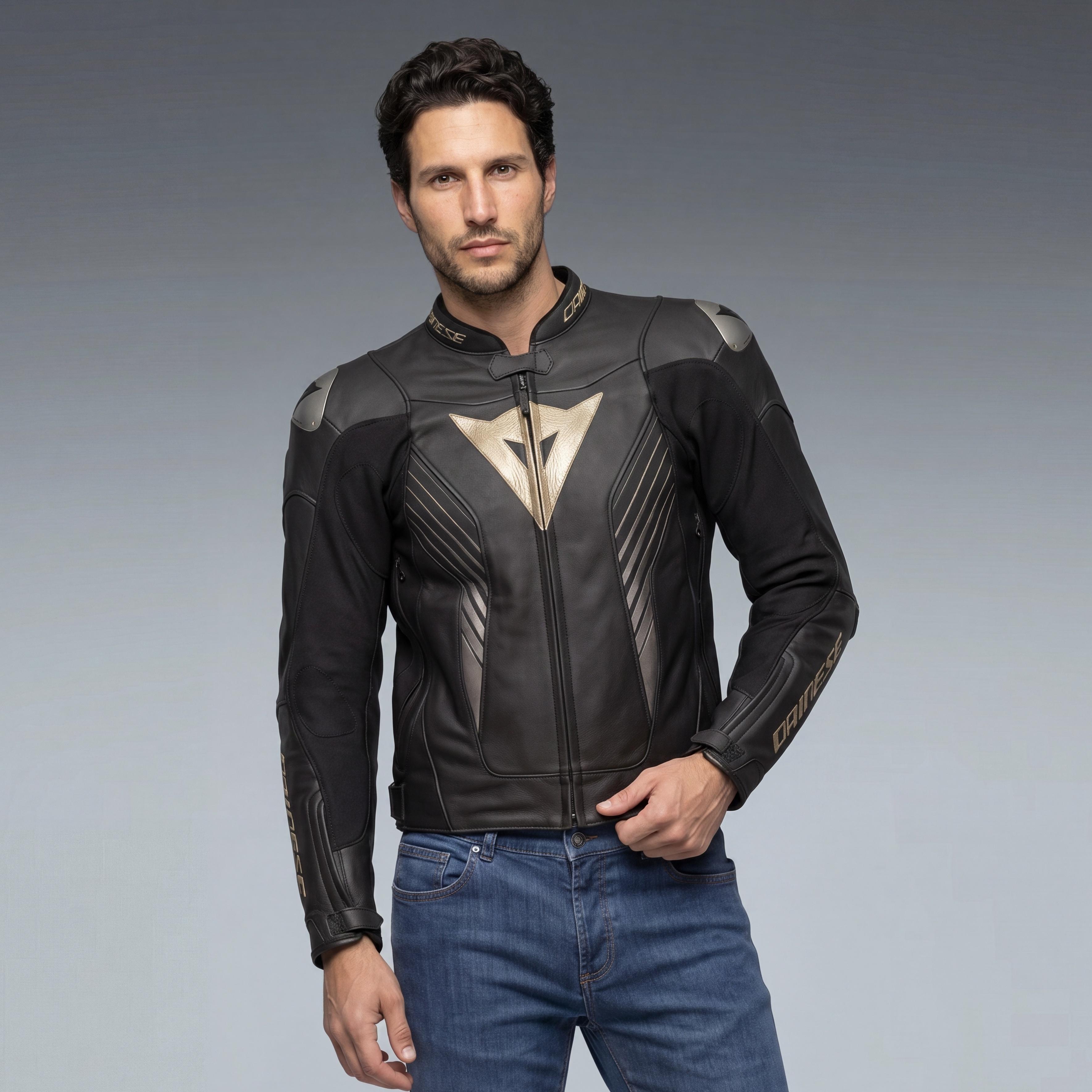 SUPER SPEED 5 LEATHER JACKET - BLACK/BLACK/GOLD - 3