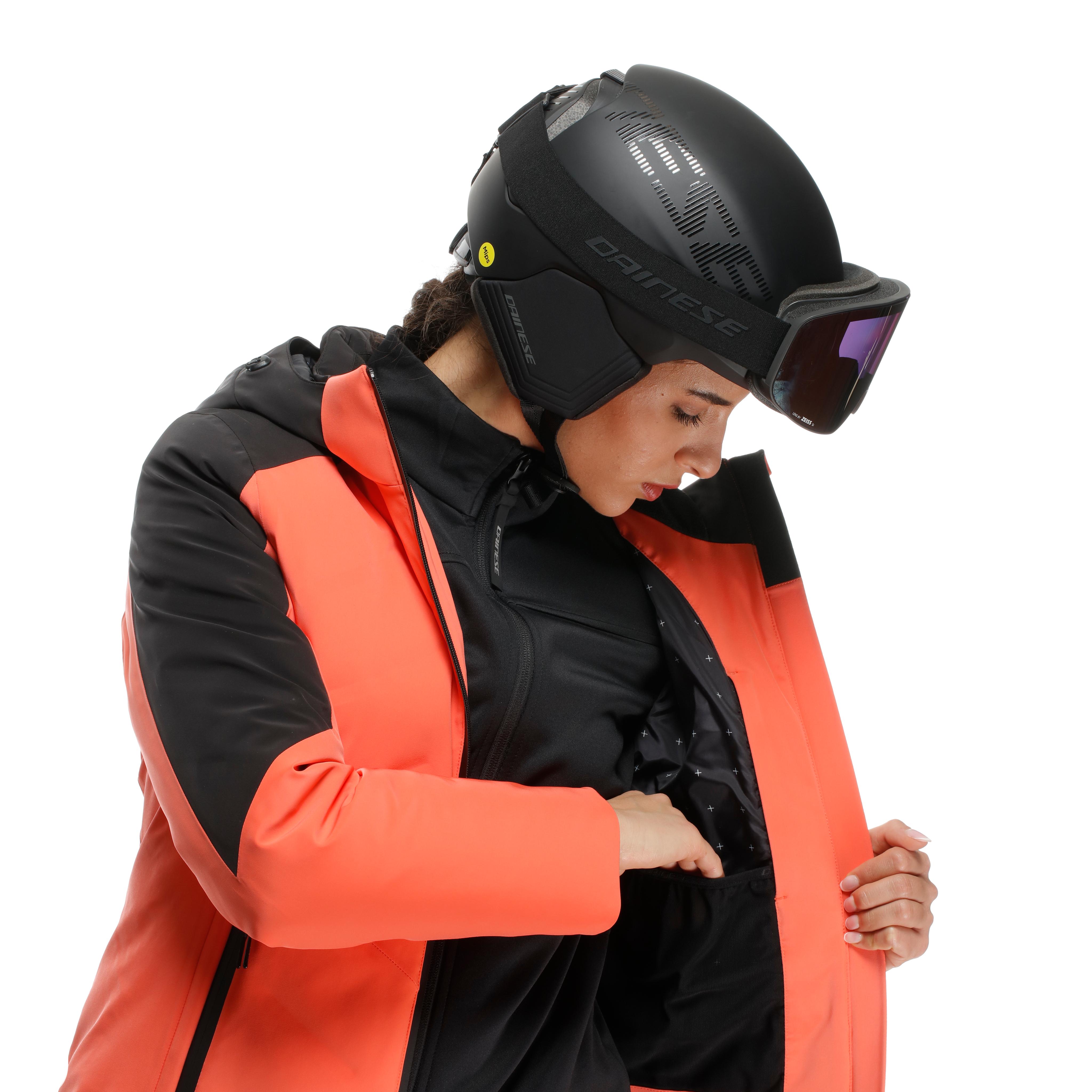 VIRTUS DERMIZAX EV&trade; - CHAQUETA IMPERMEABLE DE PLUMAS PARA MUJER - CORAL/STRETCH LIMO - 10