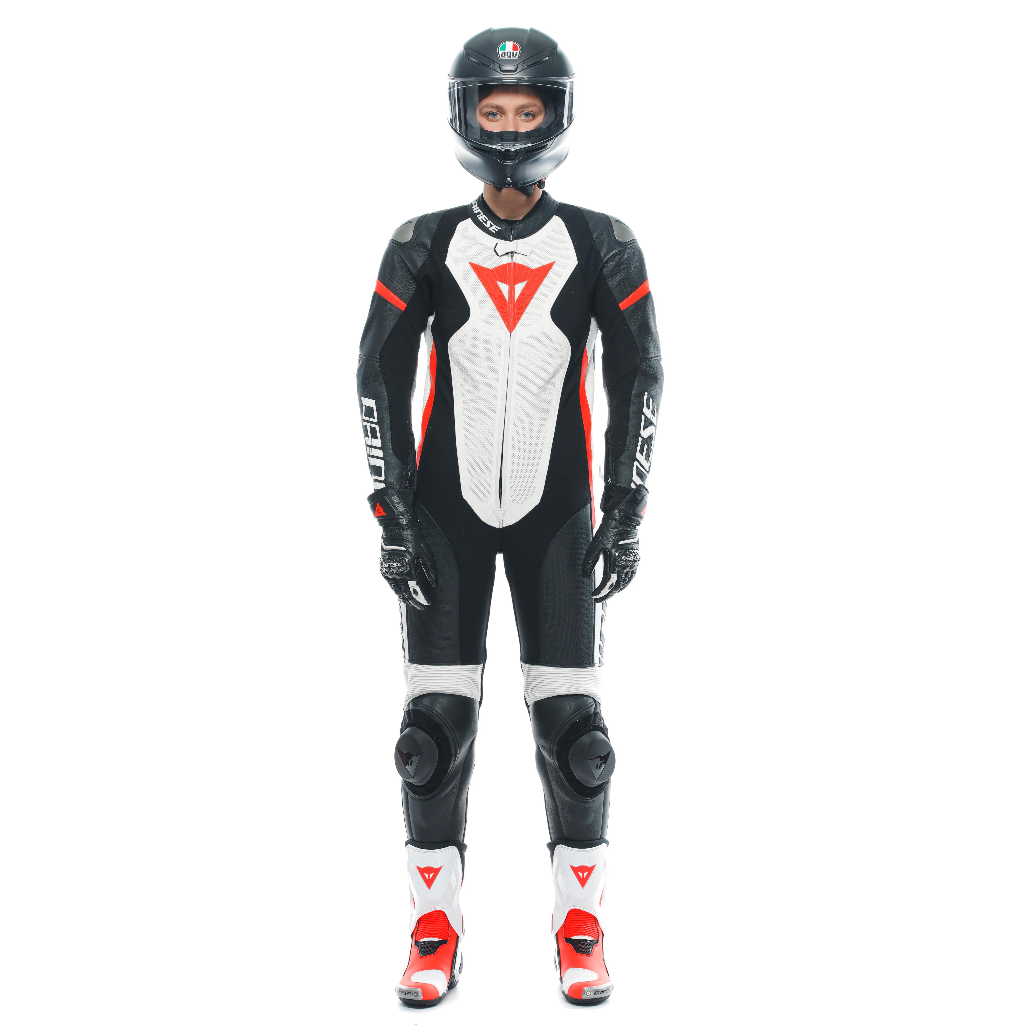 GROBNIK LADY LEATHER 1PC SUIT PERF - BLACK/WHITE/RED-FLUO - 3