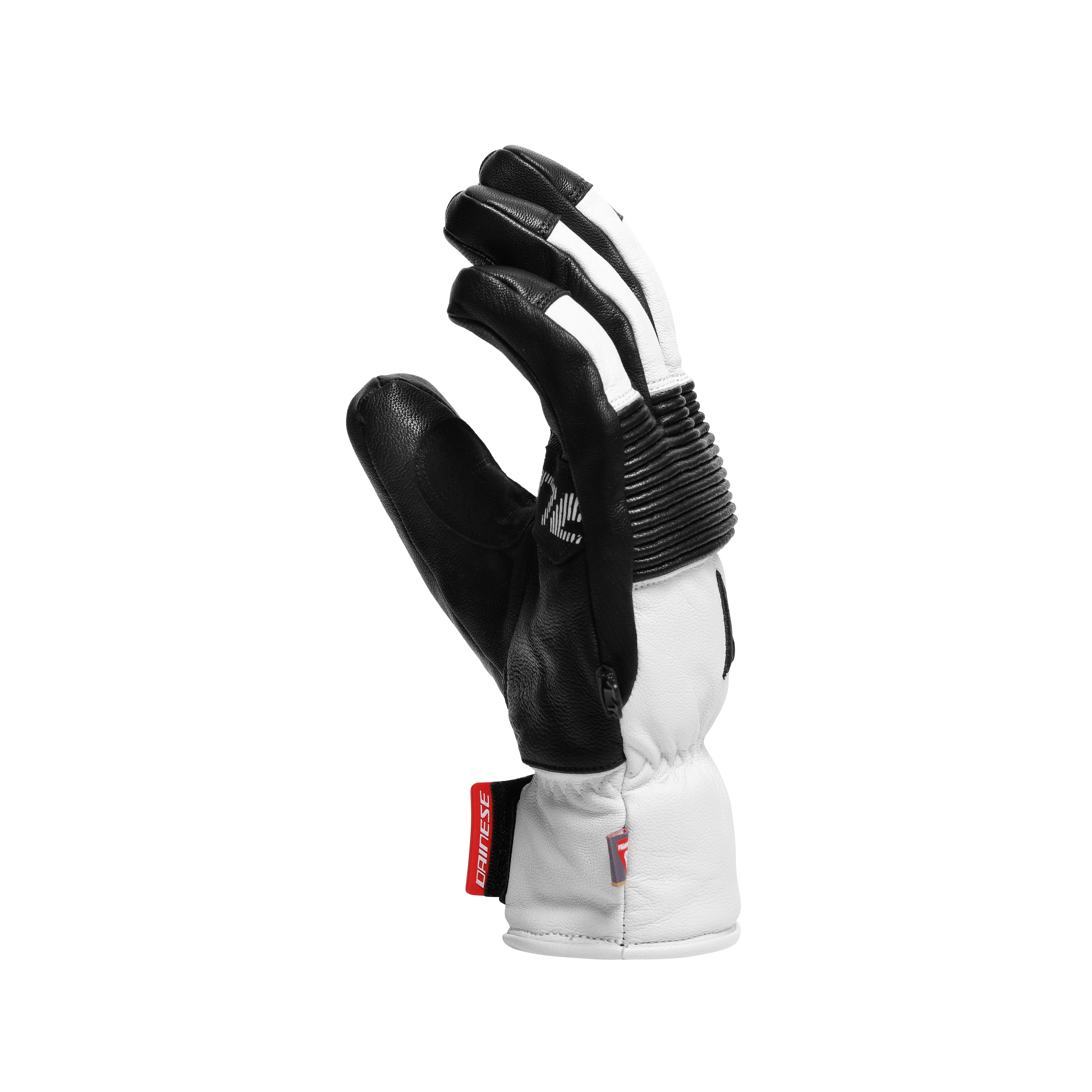 LEATHER GLOVES - UNISEX LEATHER SKI GLOVES | STRETCH-LIMO/WHITE