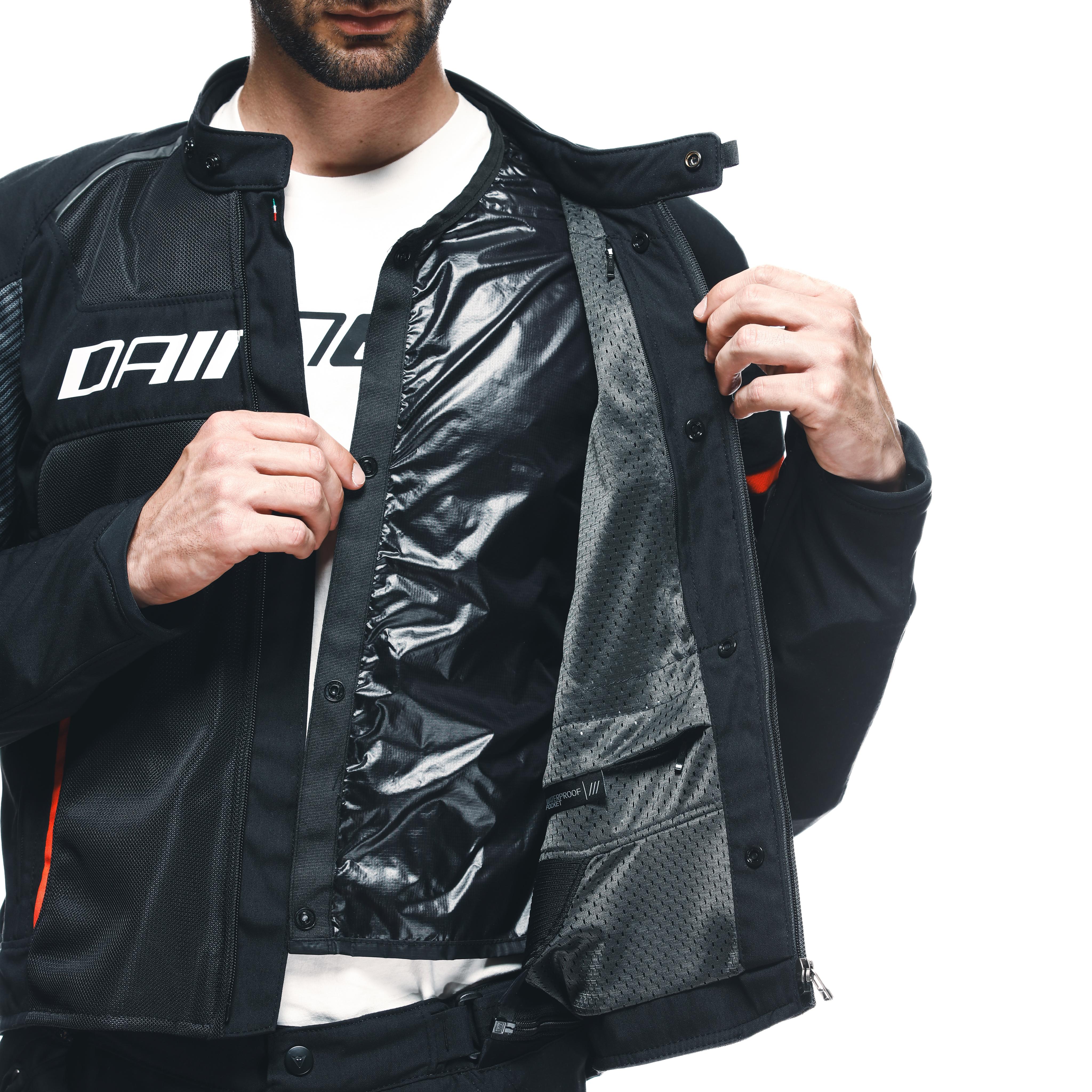 AIR FRAME 3 TEX - MEN'S SUMMER MOTORCYCLE JACKET IN FABRIC - BLACK/BLACK/RED-FLUO - 14