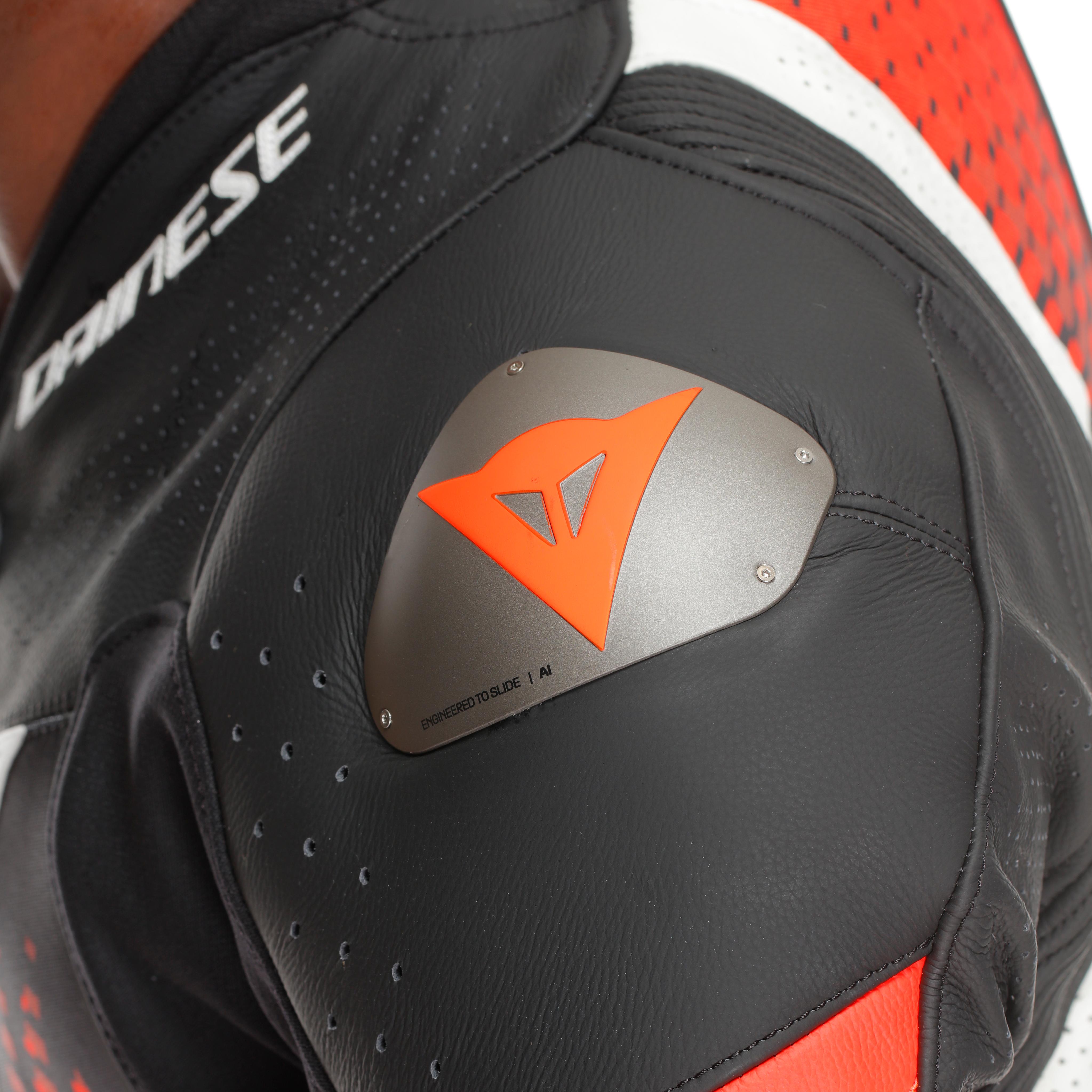 LAGUNA SECA 6 - PERFORATED ONE-PIECE LEATHER RACING SUIT - BLACK/WHITE/RED-FLUO - 12