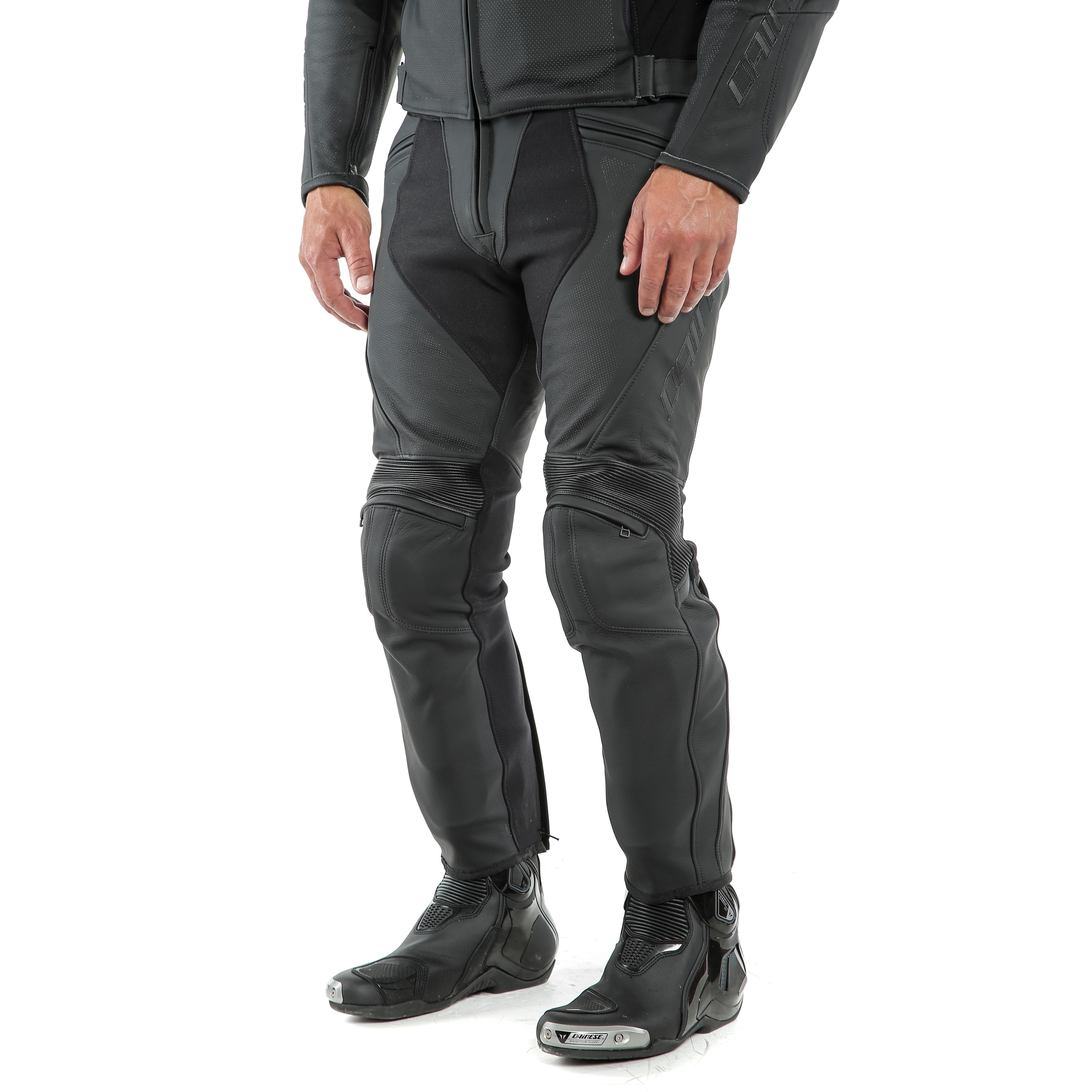 PONY 3 - MEN'S MOTORCYCLE PERFORATED LEATHER PANTS | BLACK-MATT