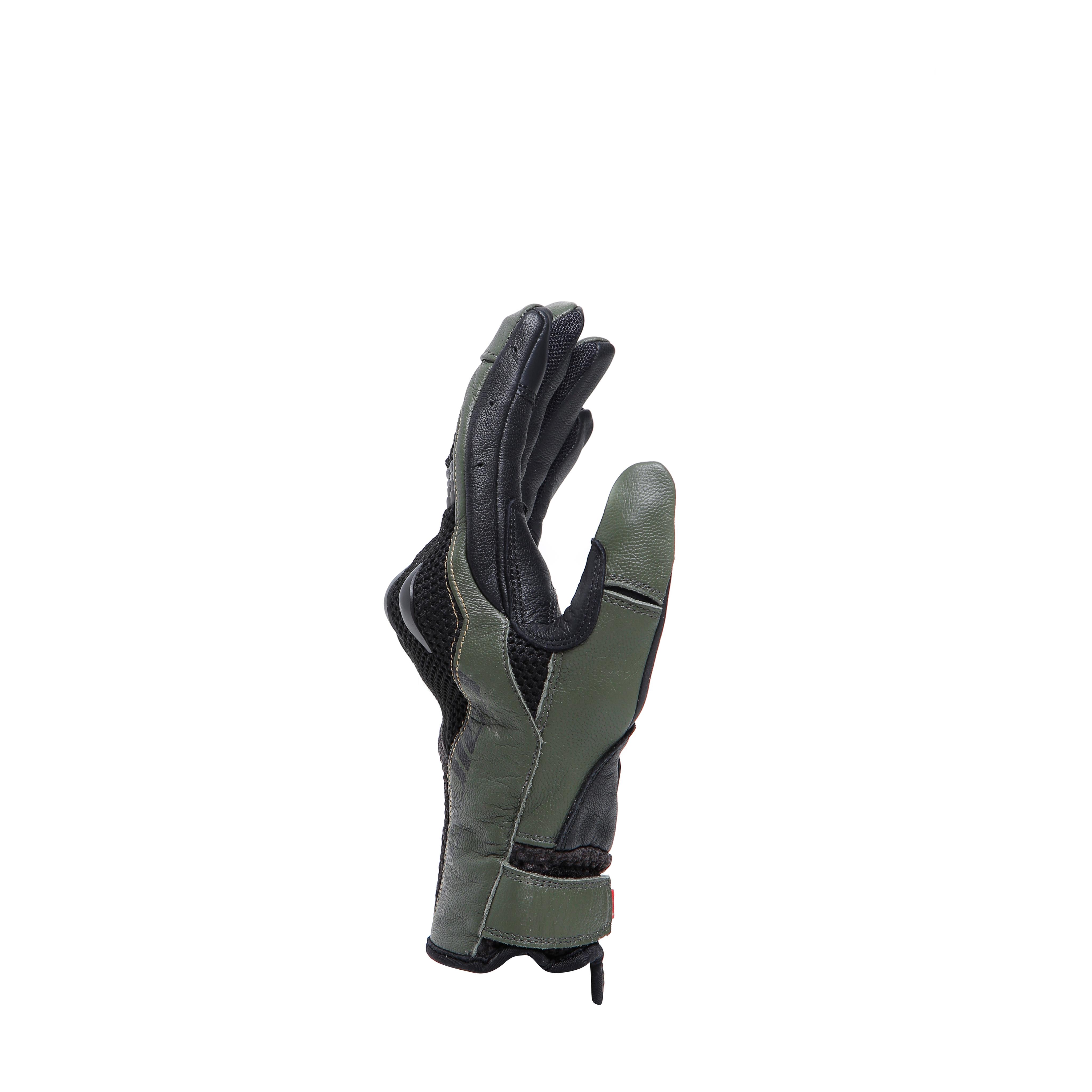 KARAKUM ERGO-TEK - MEN'S MOTORCYCLE TEXTILE GLOVES - BLACK/ARMY-GREEN - 2