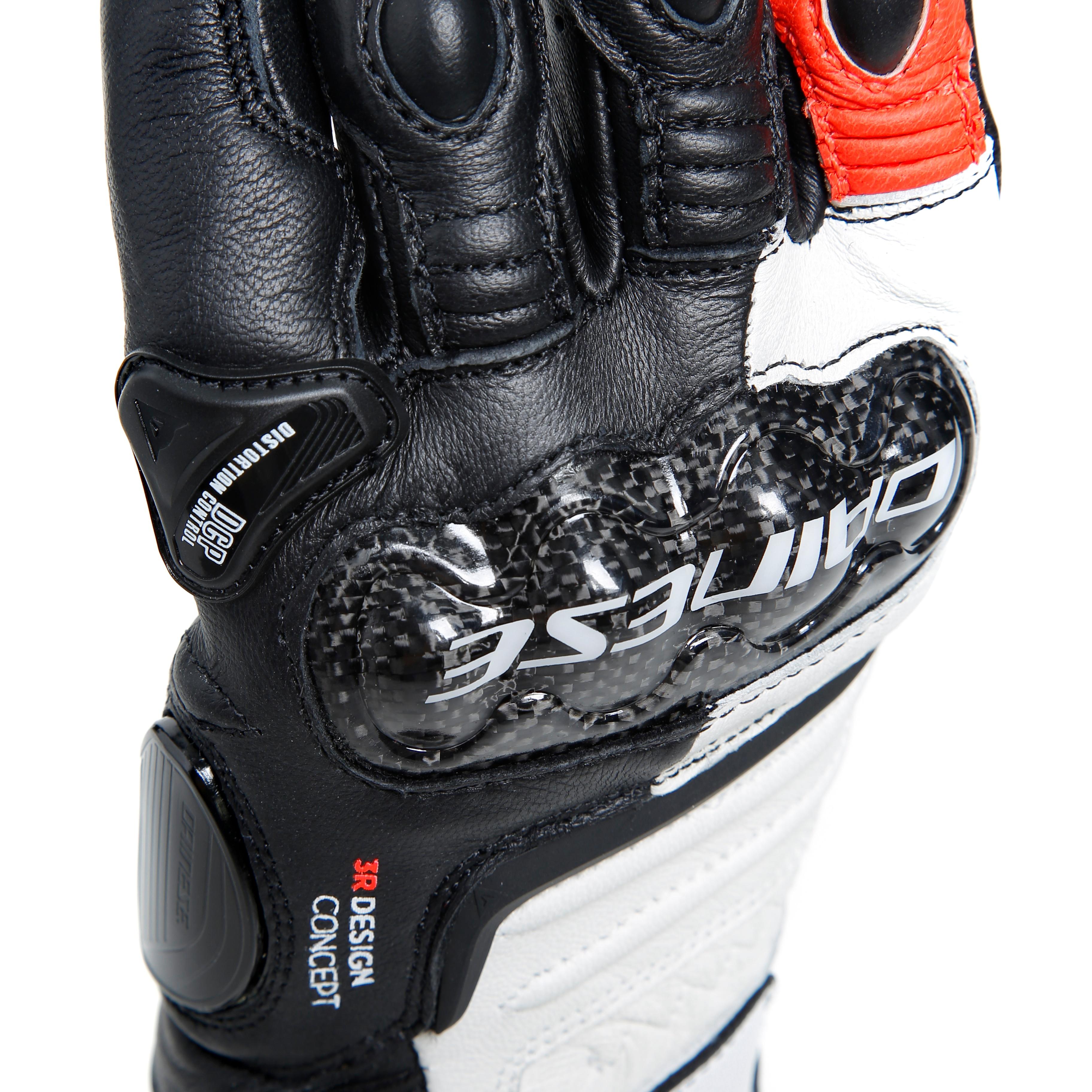 CARBON 4 - GUANTI MOTO LUNGHI IN PELLE DONNA - BLACK/WHITE/FLUO-RED - 15