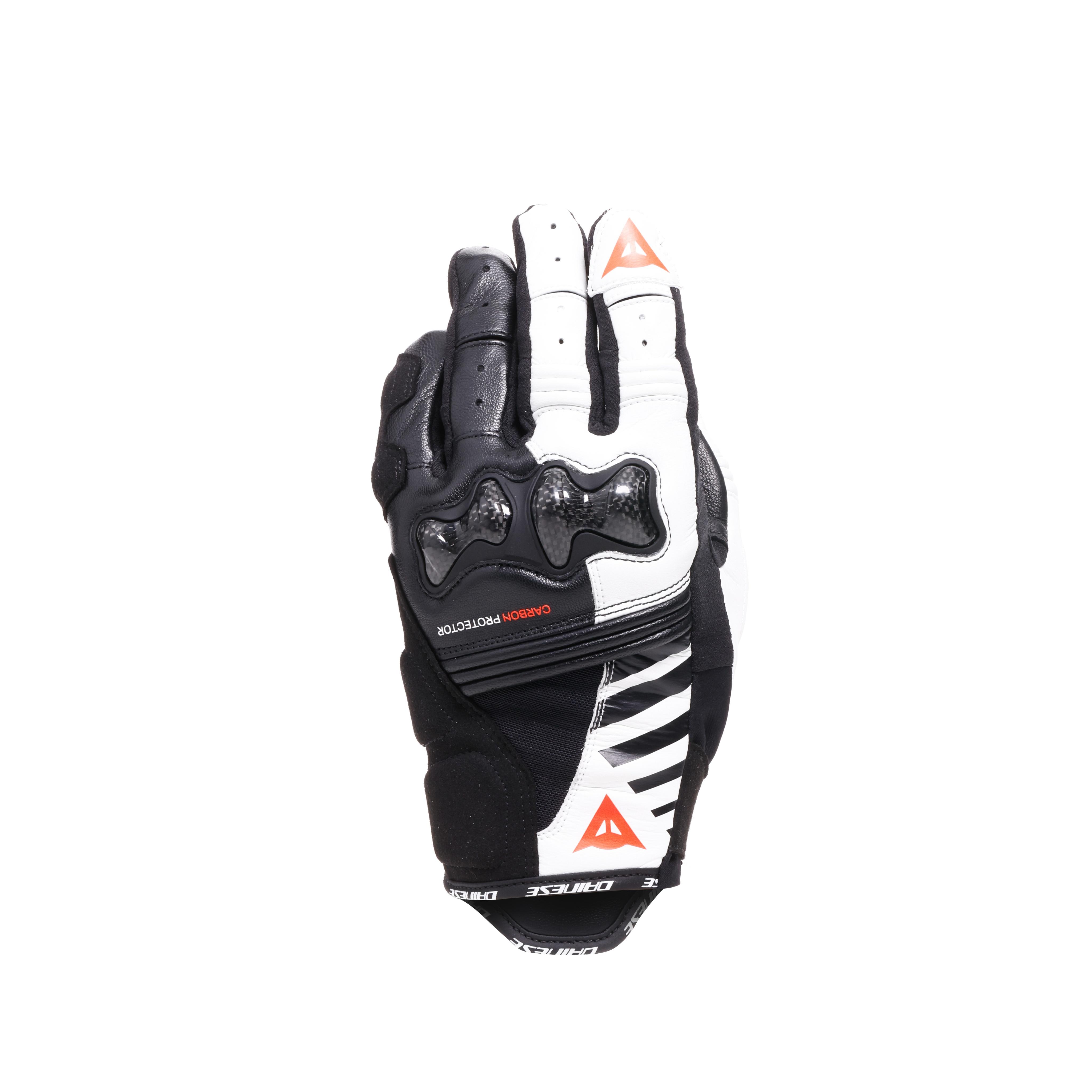 REACTO CARBON SHORT - KURZE LEDER-MOTORRADHANDSCHUHE DAMEN - BLACK/WHITE/RED-FLUO - 1