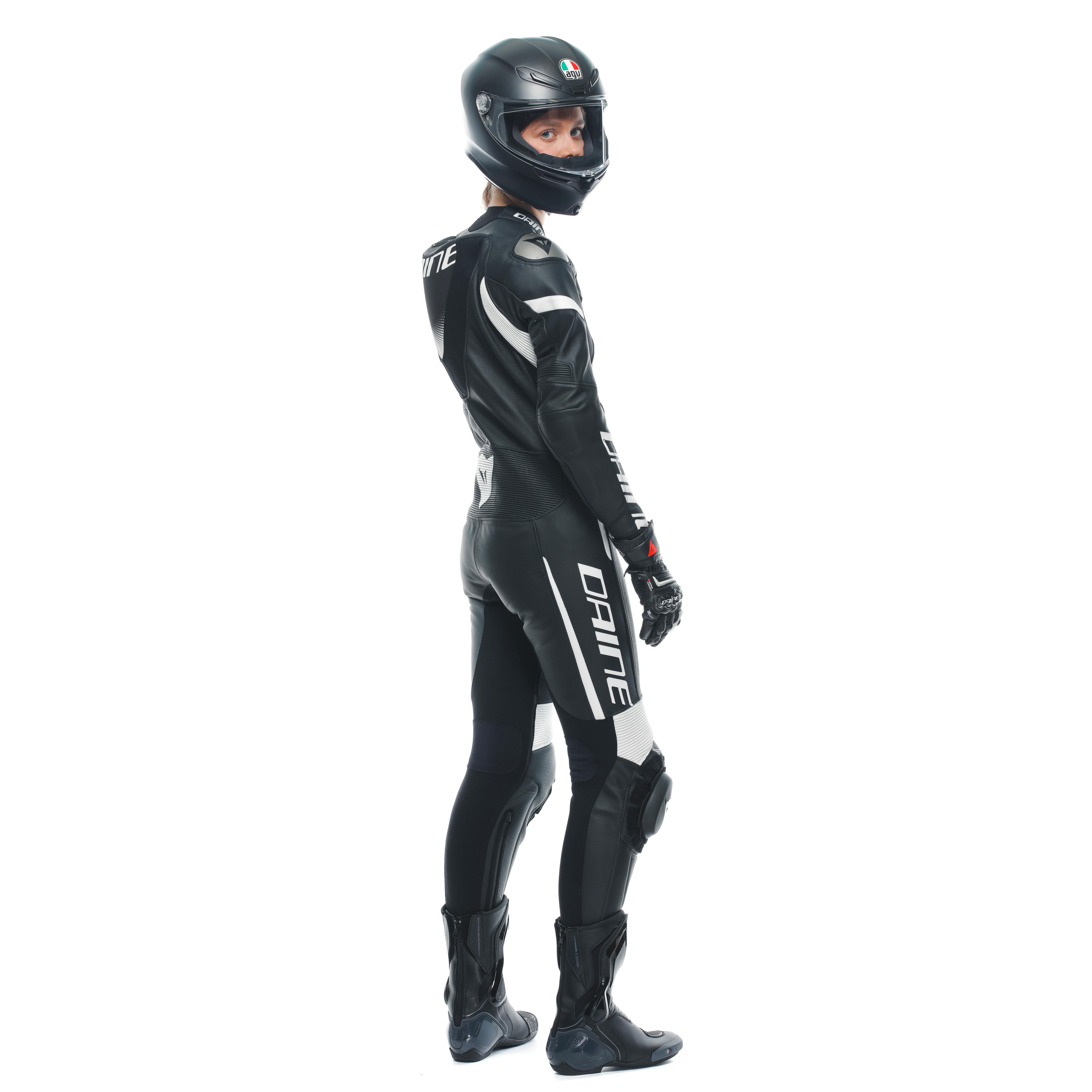 GROBNIK - WOMEN'S 1-PIECE MOTORCYCLE PERFORATED LEATHER SUIT - BLACK/BLACK/WHITE - 6