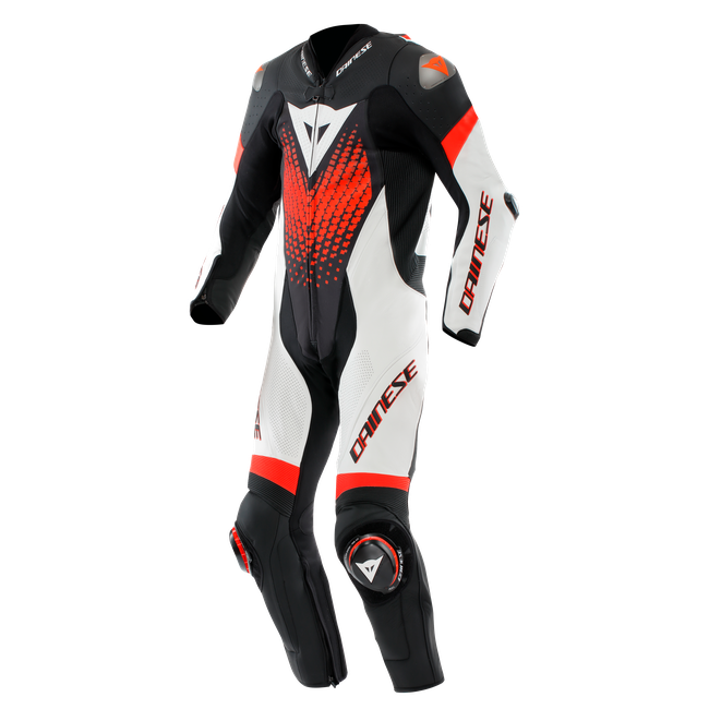 Dainese Men's Black/White/Red-Fluo - Laguna Seca 6 - Perforated One - One Piece - 58