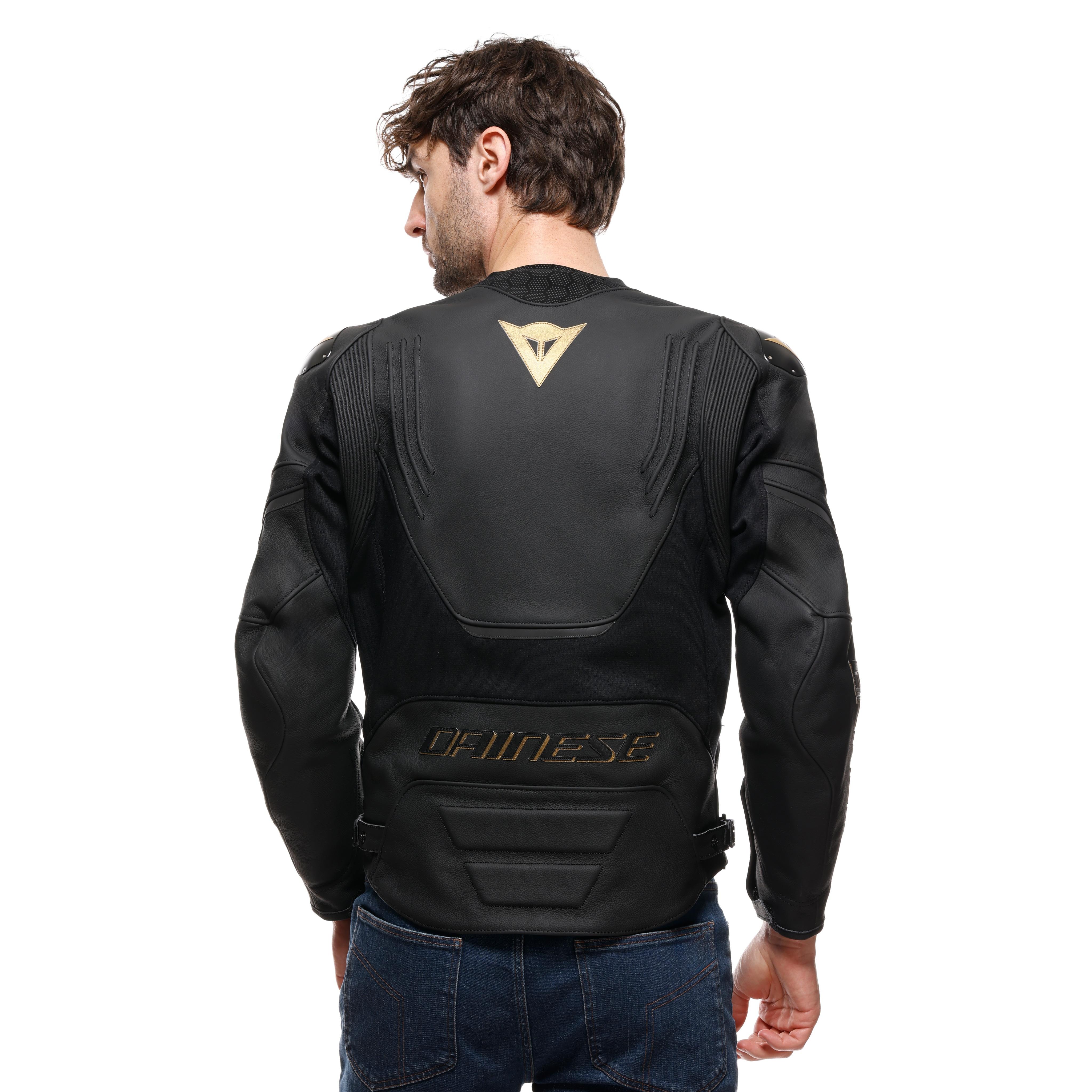 RACING 5 - HERREN MOTORRADJACKE AUS LEDER - BLACK/GOLD - 4