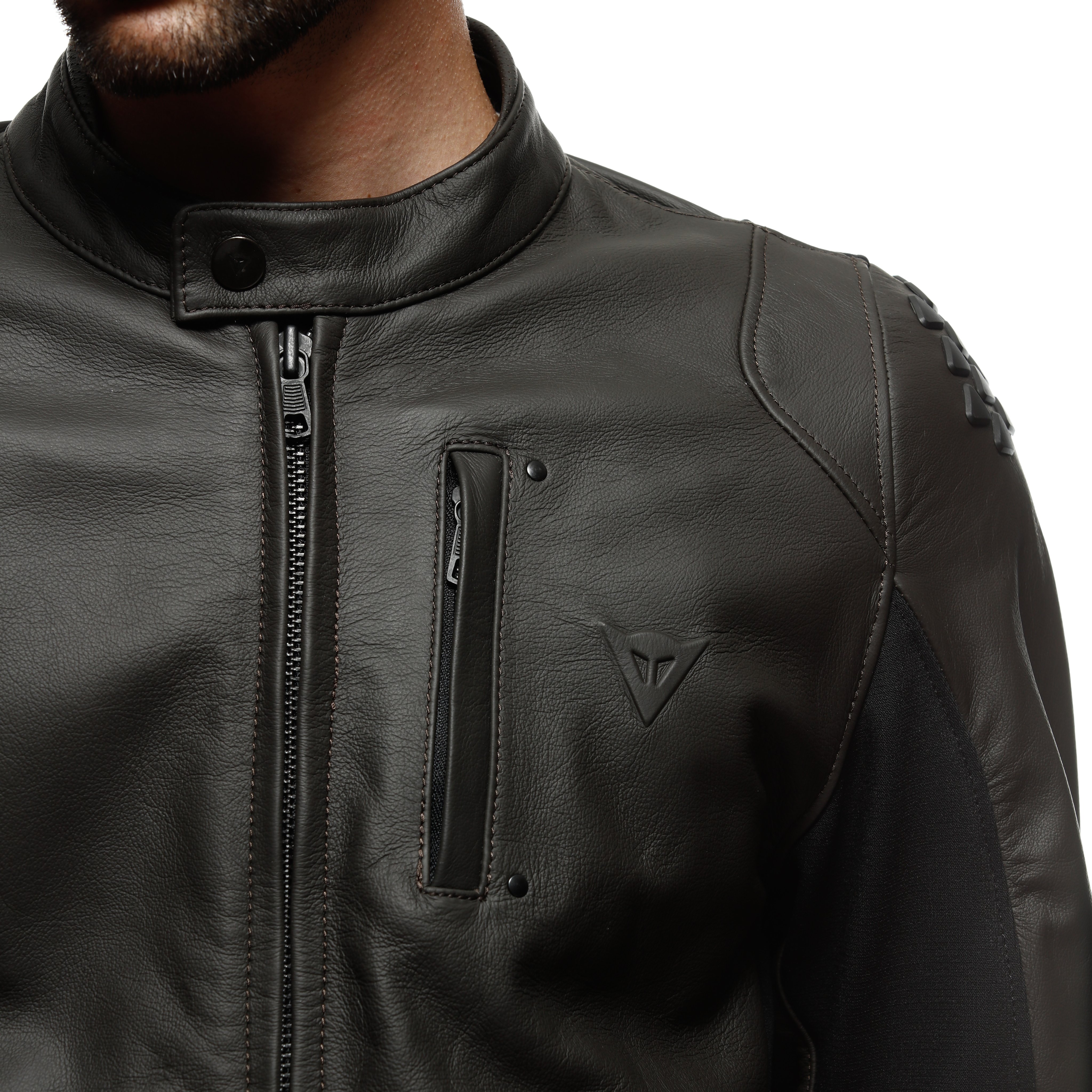 ISTRICE - MEN'S MOTORCYCLE LEATHER JACKET - DARK-BROWN - 8