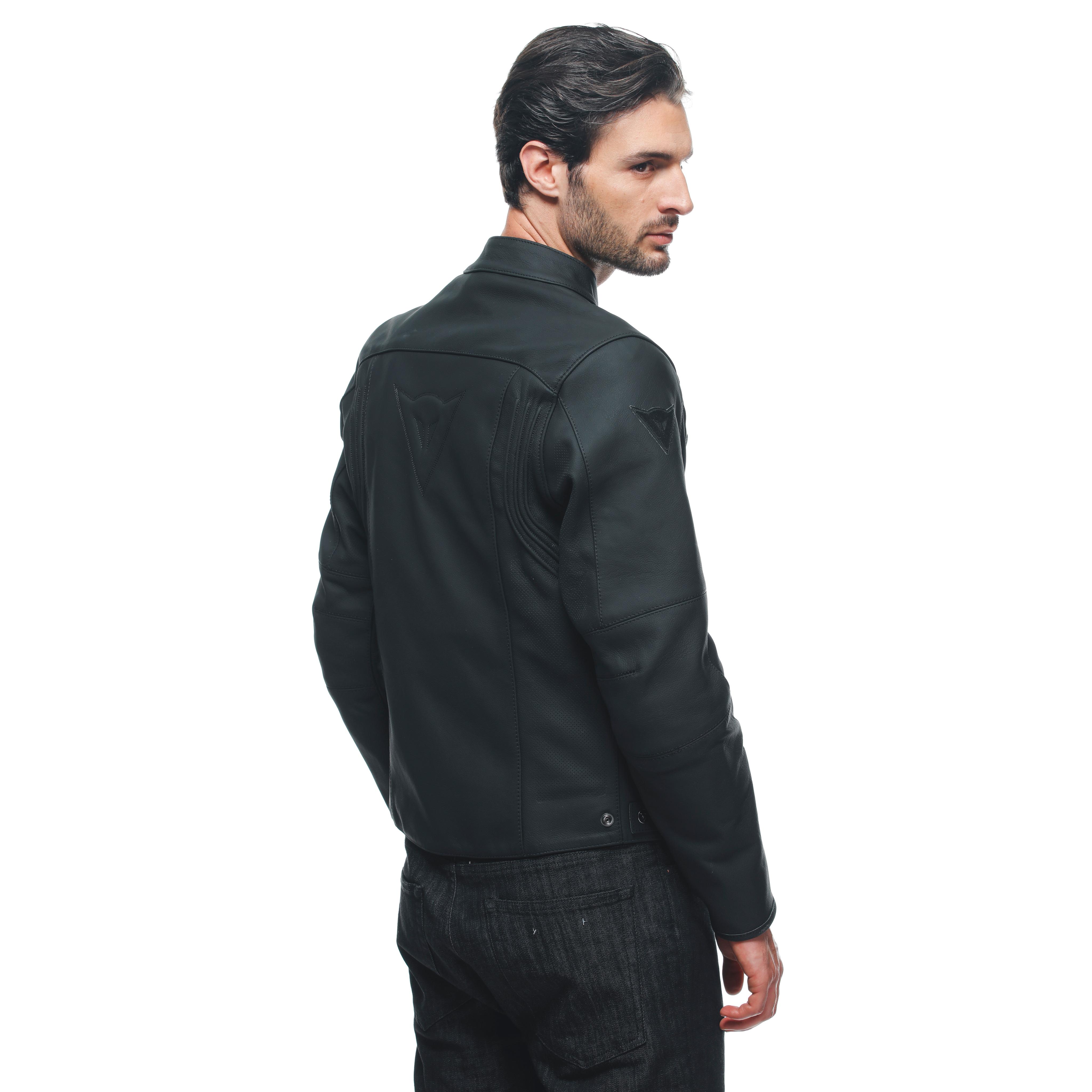 RAZON 2 - MEN'S MOTORCYCLE PERFORATED LEATHER JACKET - BLACK - 7