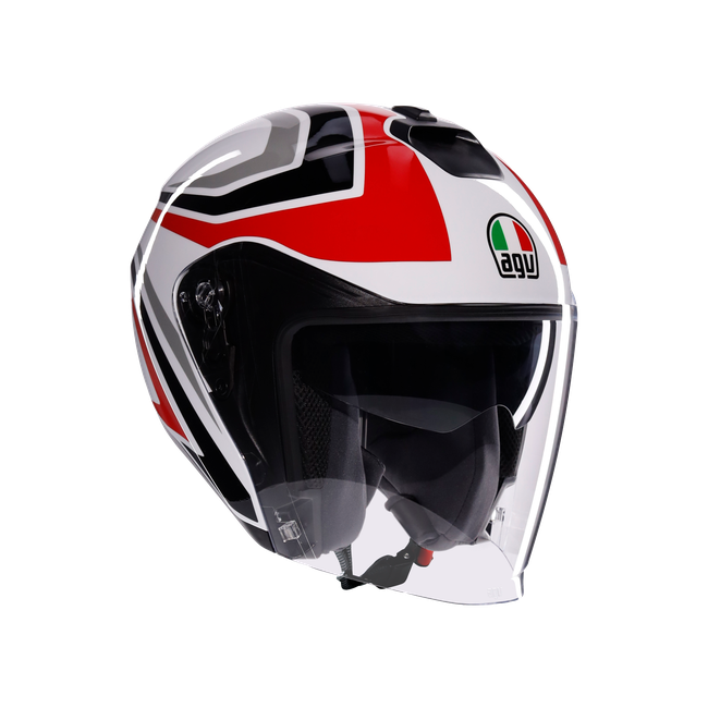 AGV - Irides Tolosa Black/grey/red - Casque Moto Jet E2206, Unisex, Taille: Xl