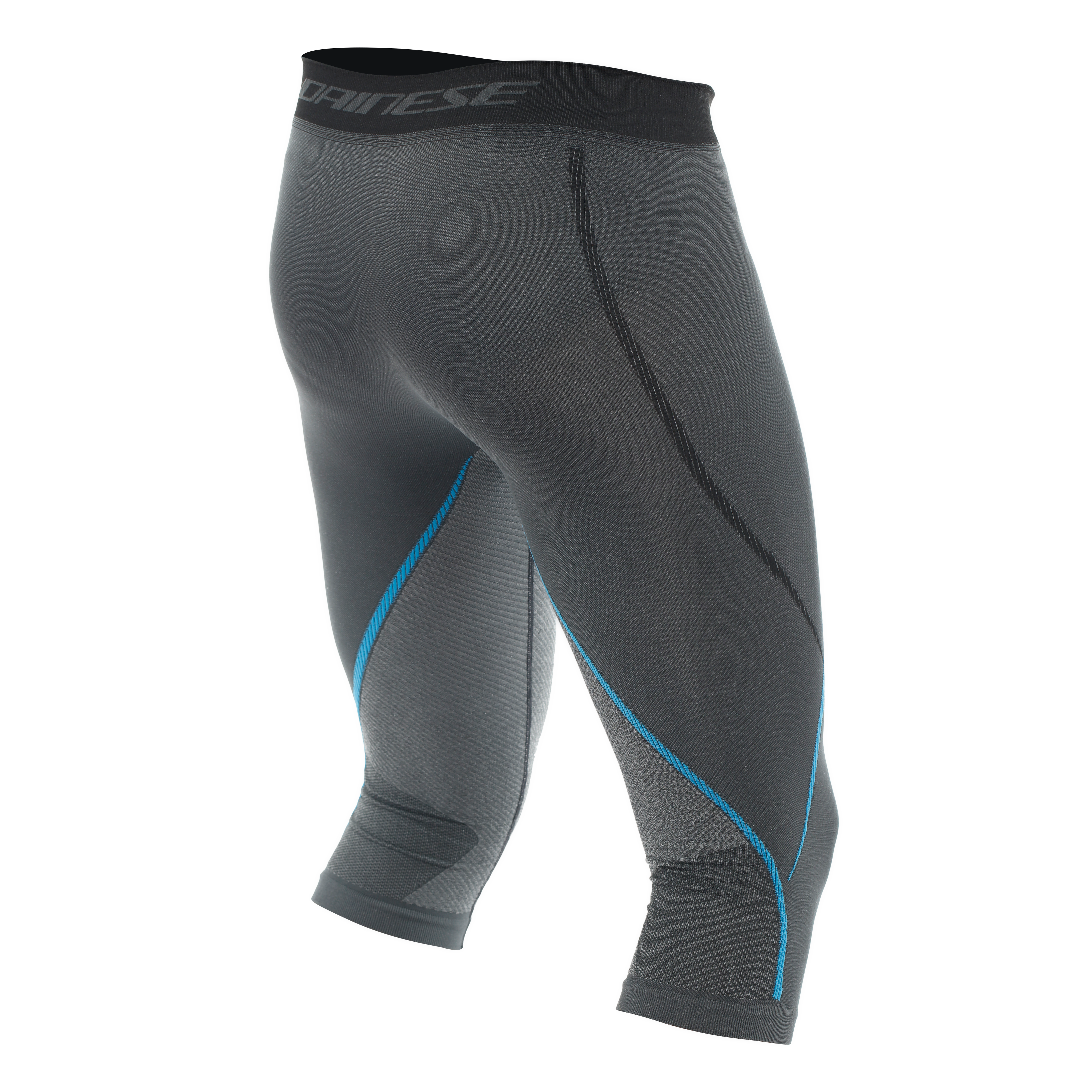 MEN'S 3/4 BREATHABLE TECHNICAL SKI BASE LAYER PANTS - BLACK/BLUE - 2