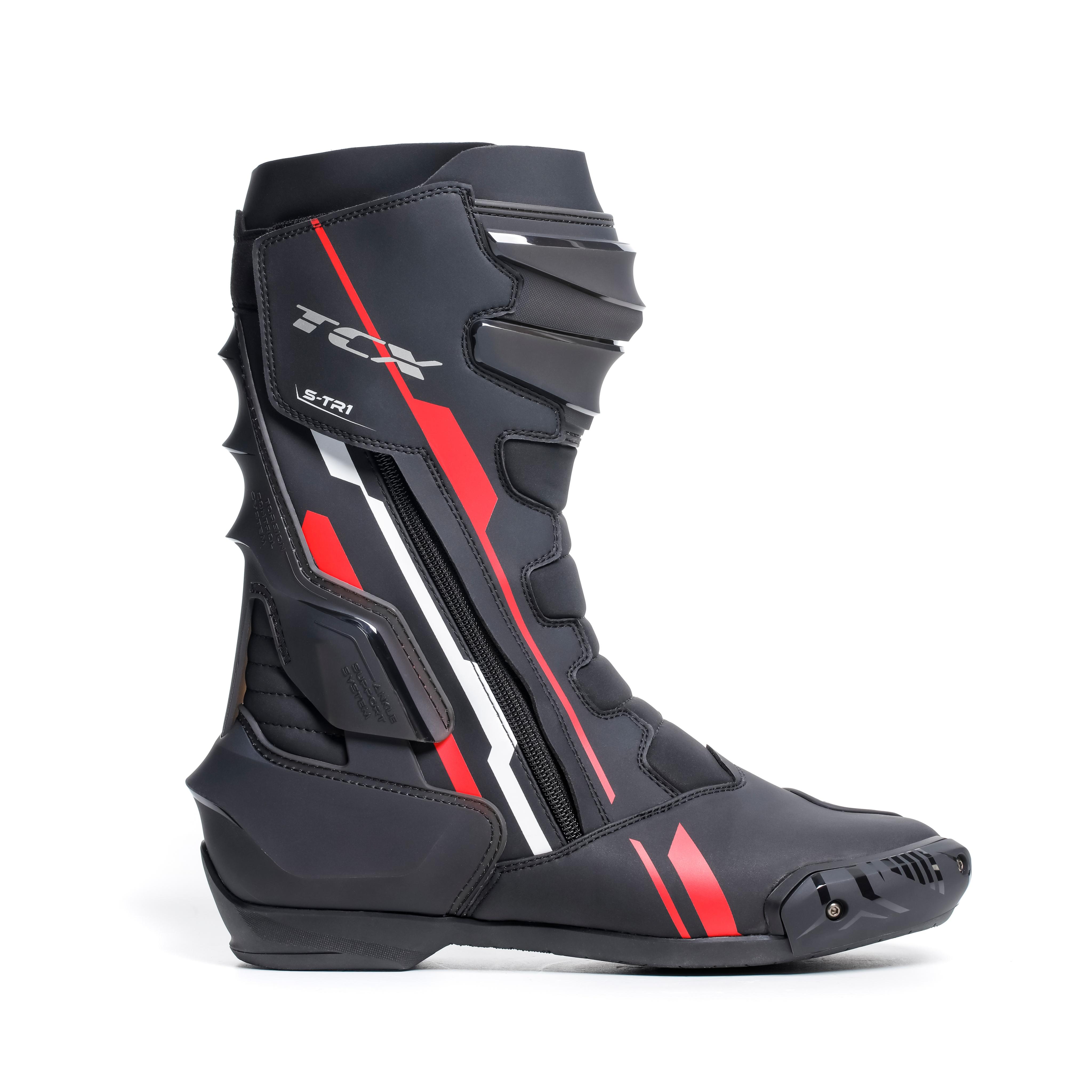 S-TR1 MEN'S MOTORCYCLE BOOTS - BLACK/RED/WHITE -  - 15