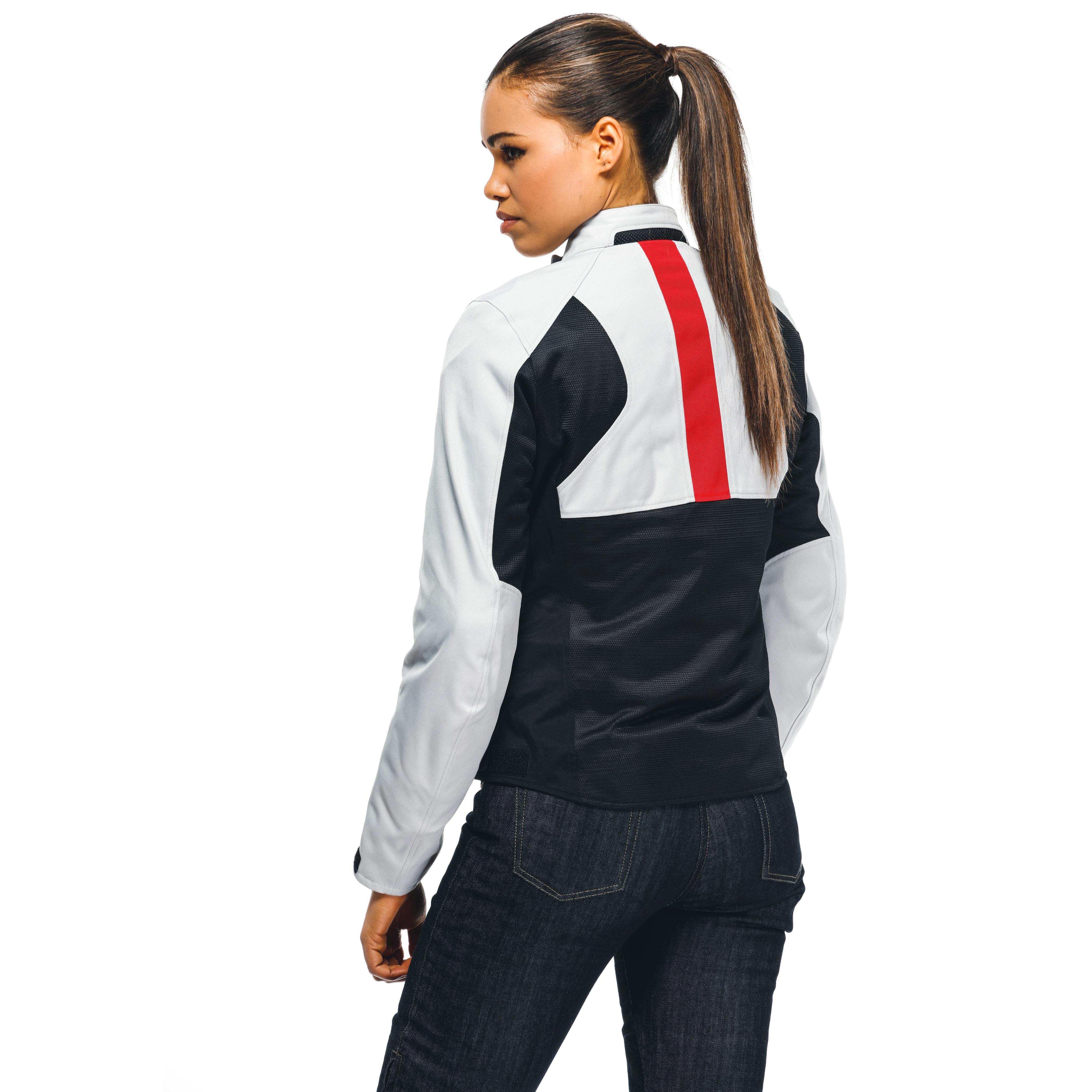 RISOLUTA AIR TEX - WOMEN'S MOTORCYCLE JACKET IN FABRIC - GLACIER-GRAY/LAVA-RED - 7
