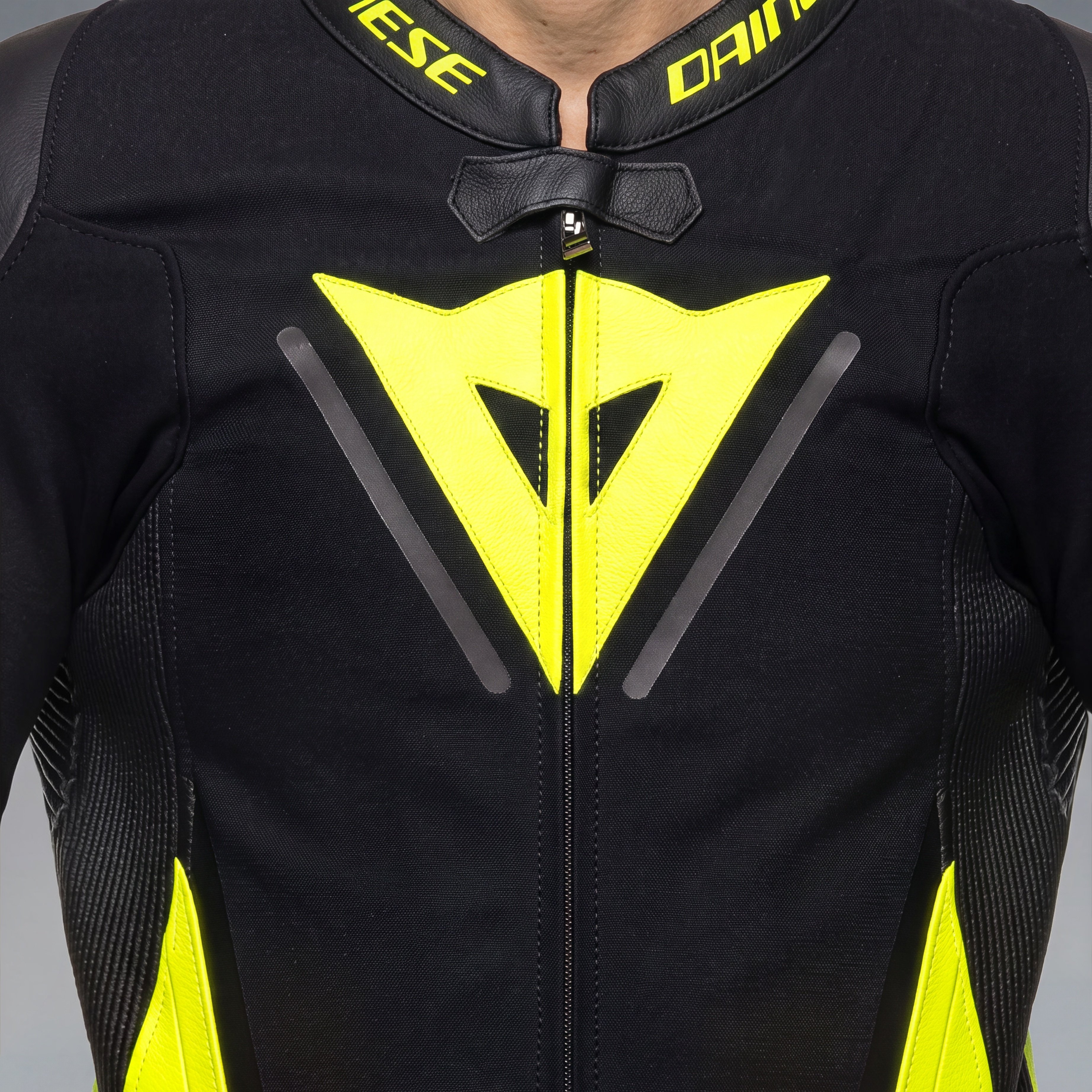 DEMON SPRINT - MEN'S ONE-PIECE PERFORATED LEATHER MOTORCYCLE SUIT - BLACK/YELLOW-FLUO/YELLOW-FLUO - 5