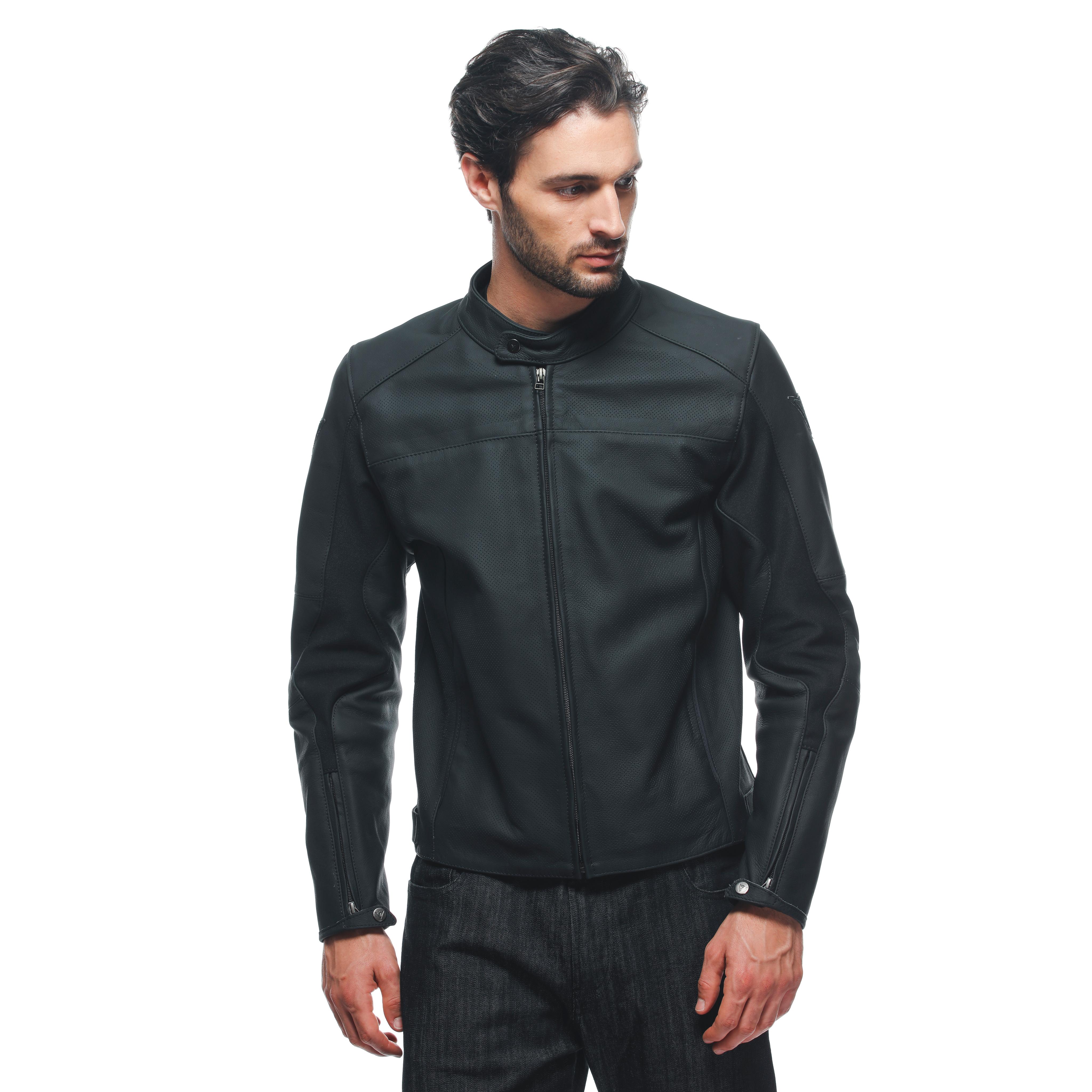 RAZON 2 - MEN'S MOTORCYCLE PERFORATED LEATHER JACKET - BLACK - 5