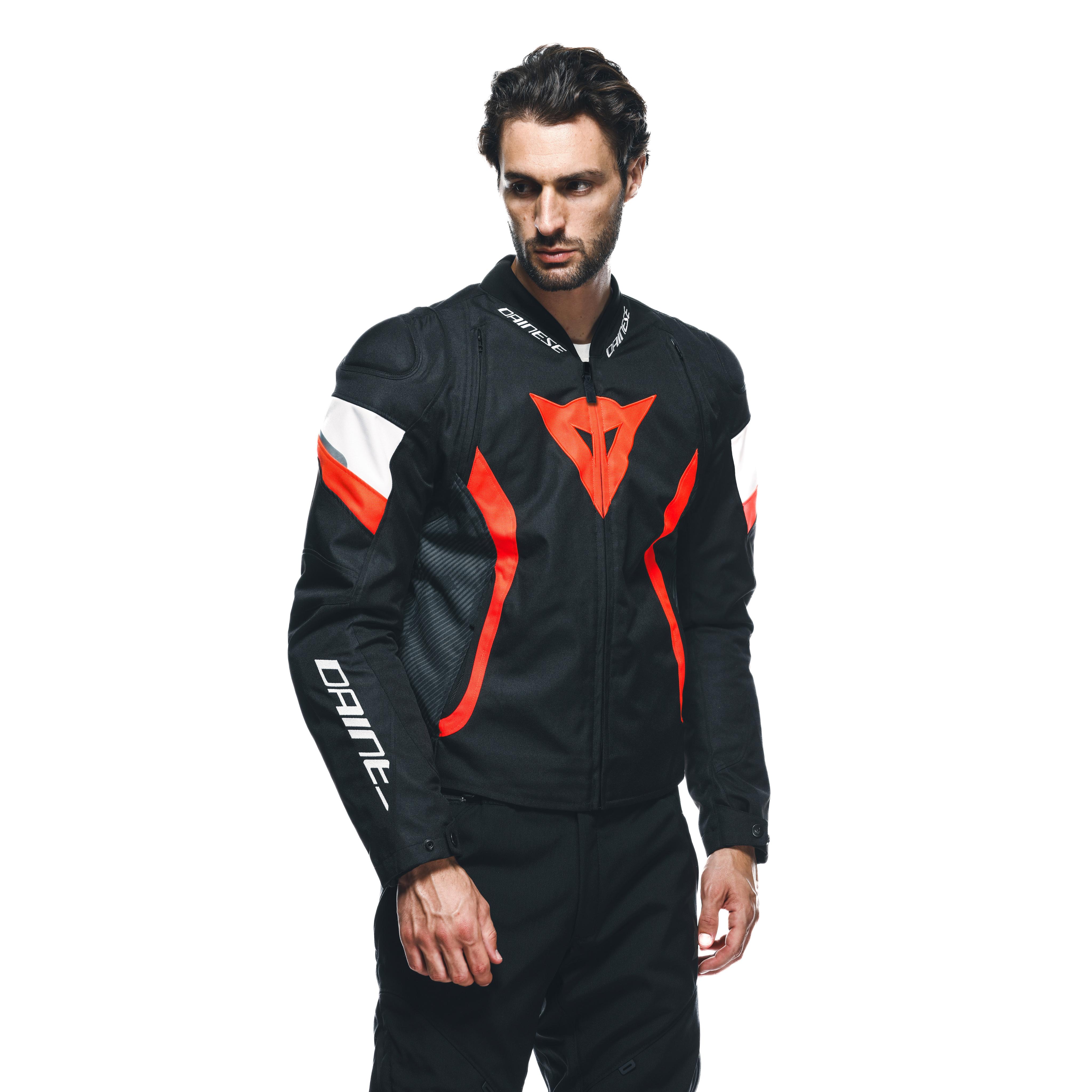 AVRO 5 - MEN'S FABRIC MOTORCYCLE JACKET - BLACK/RED-FLUO/WHITE - 5