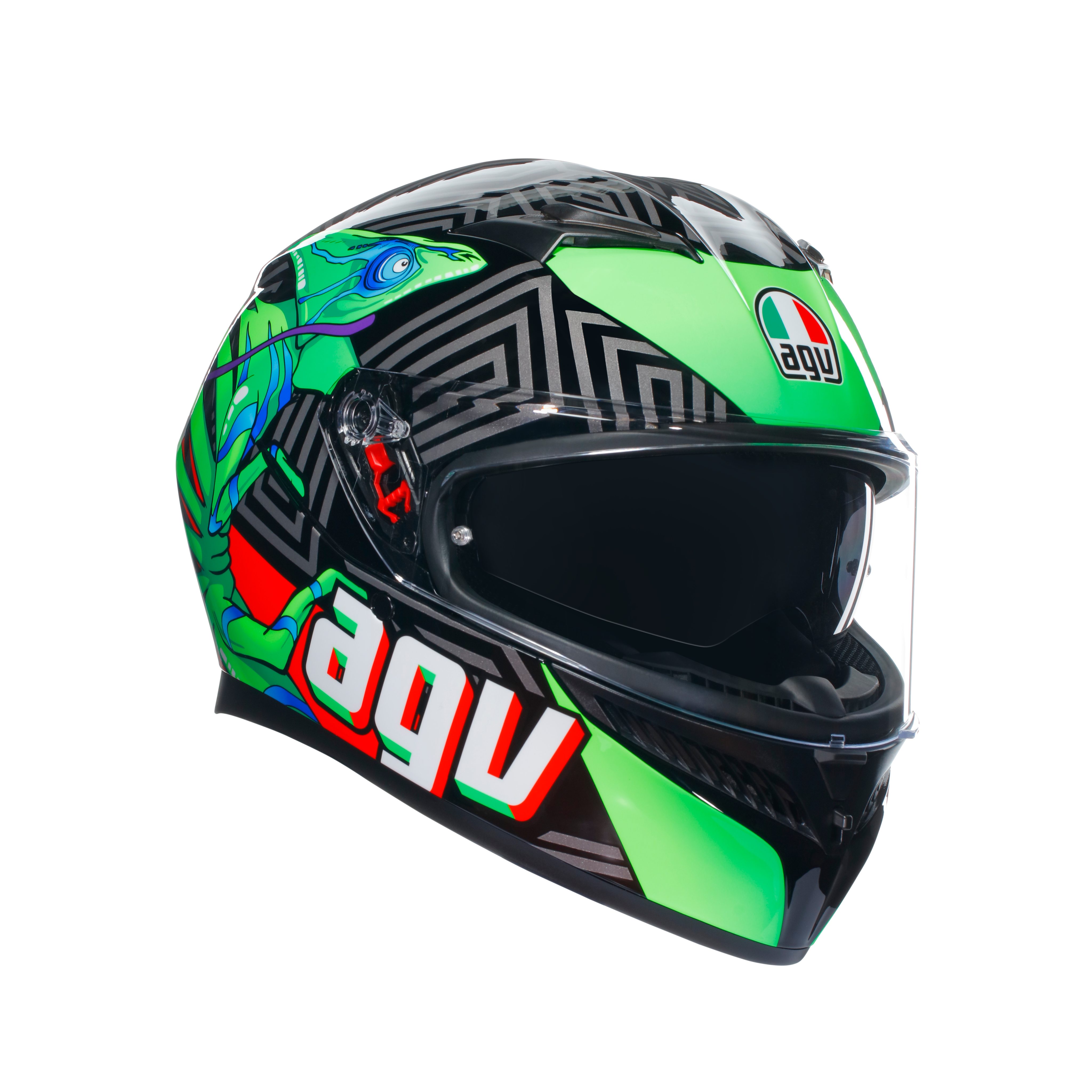 K3 KAMALEON BLACK/RED/GREEN - CASQUE MOTO INT&Eacute;GRAL E2206 -  - 6
