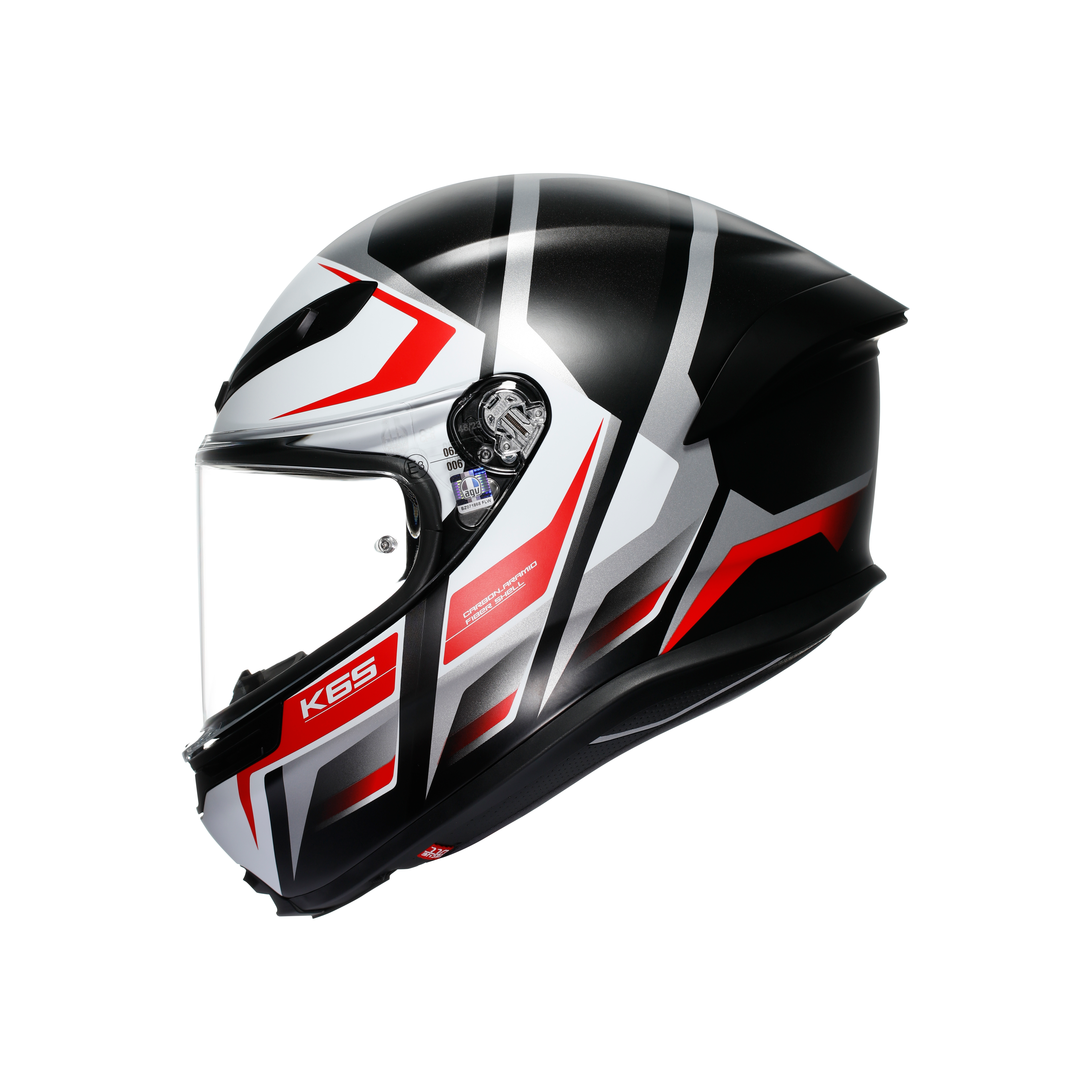 K6 S KARVE MATT BLACK/WHITE/RED - MOTORBIKE FULL FACE HELMET DOT (E2206) -  - 2
