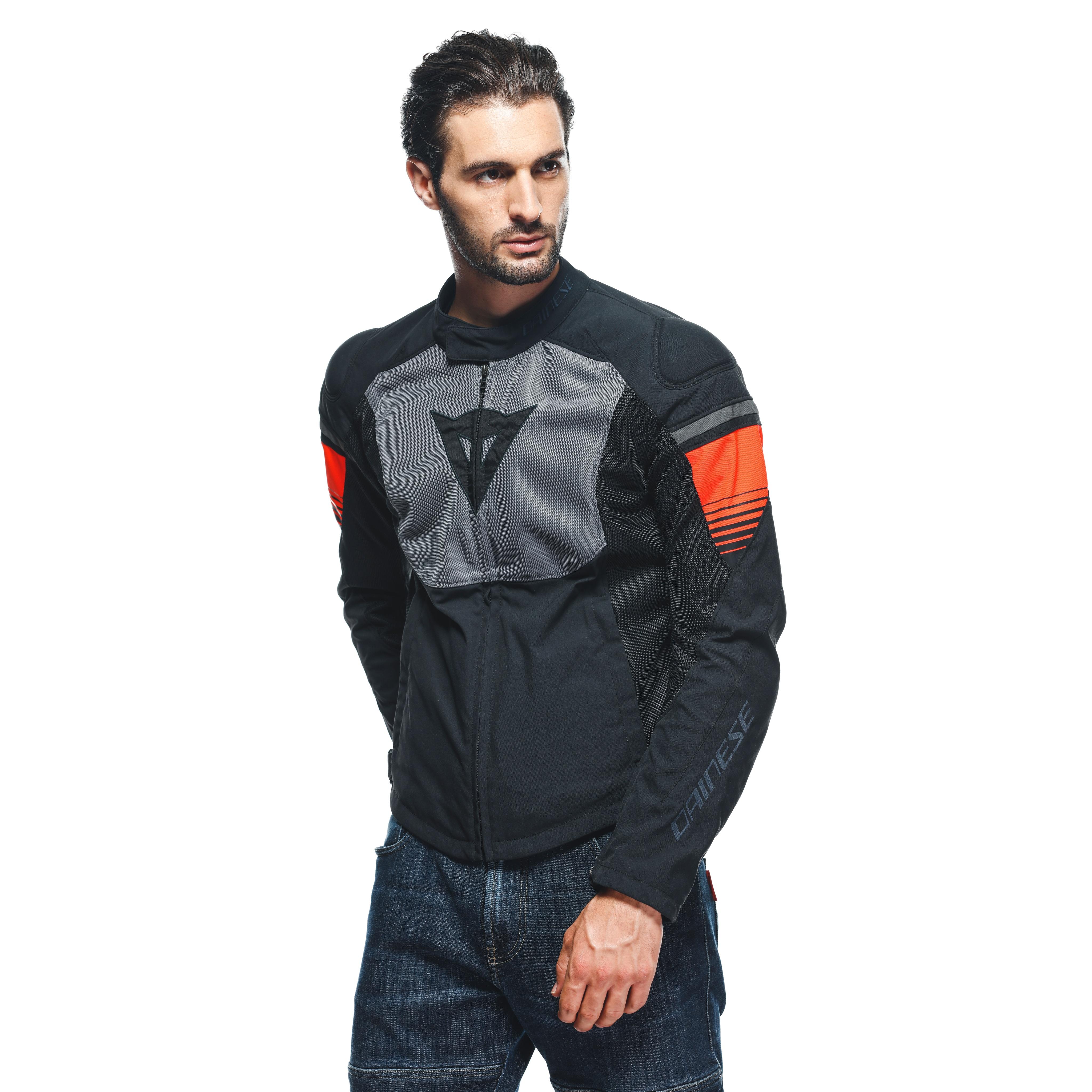 AIR FAST TEX - MEN'S SUMMER MOTORCYCLE JACKET IN FABRIC - BLACK/GRAY/FLUO-RED - 3