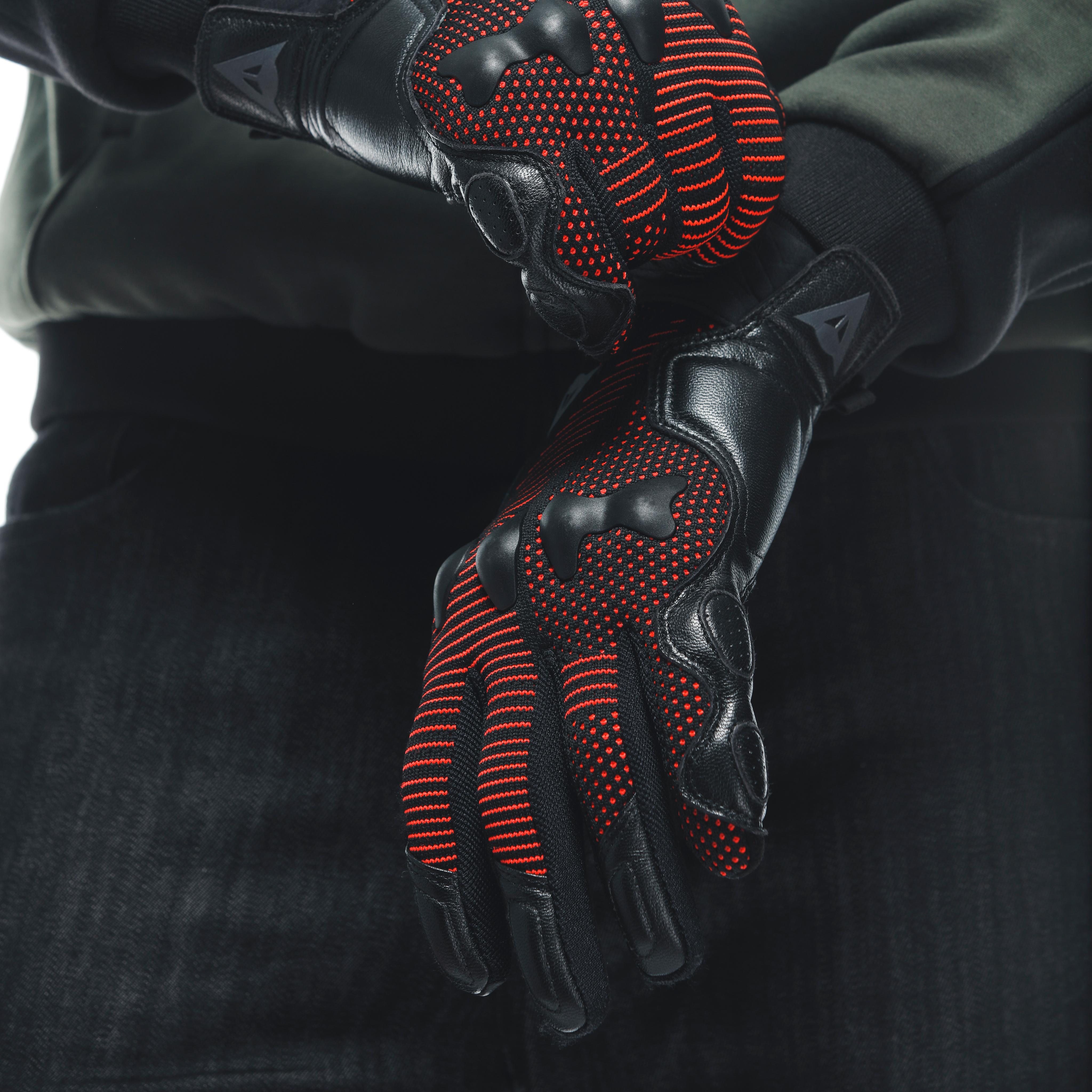 UNRULY ERGO-TEK - MEN'S MOTORCYCLE TEXTILE GLOVES - BLACK/FLUO-RED - 16