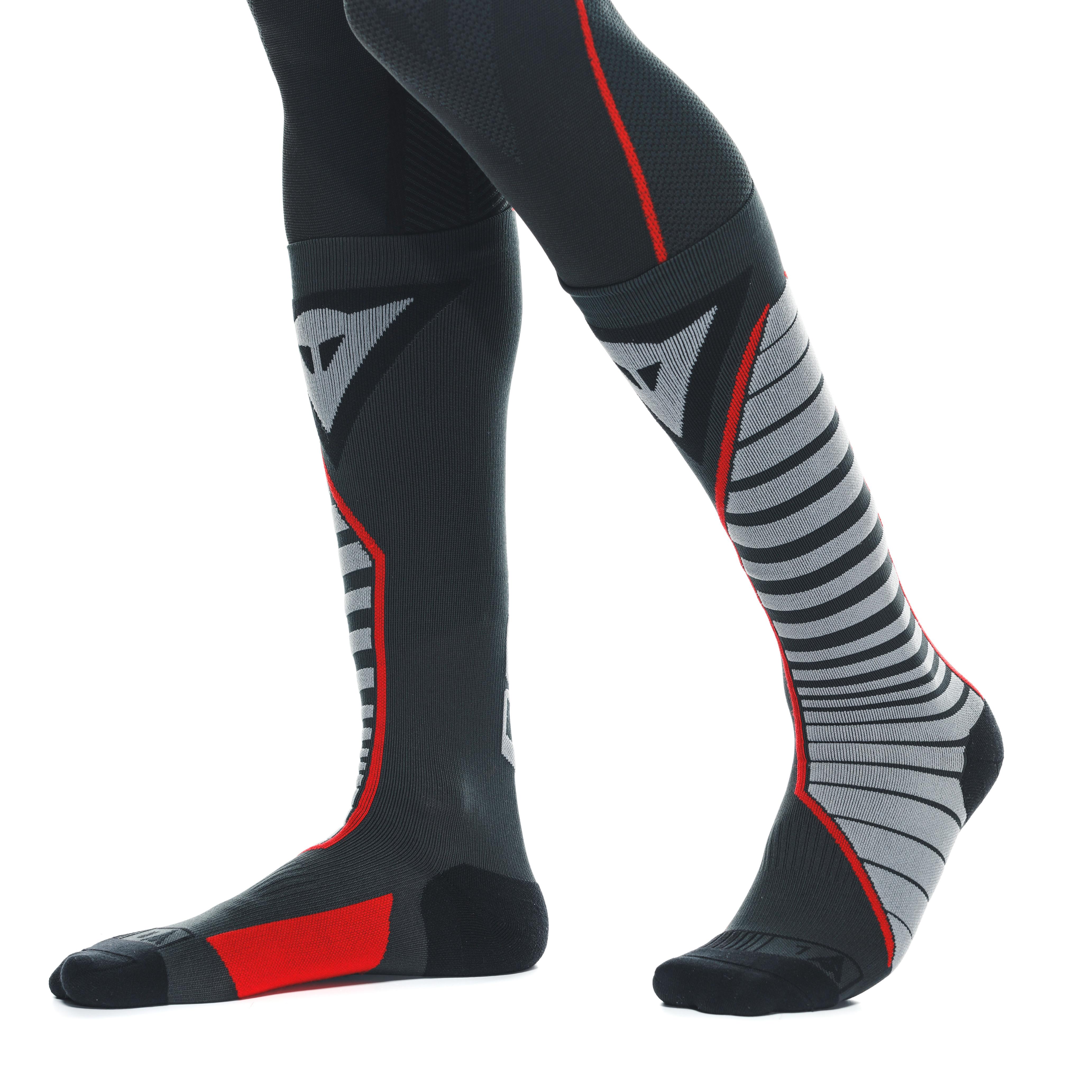 TECHNICAL MOTORCYCLE LONG SOCKS UNISEX - MID LAYER WINTER - BLACK/RED - 7